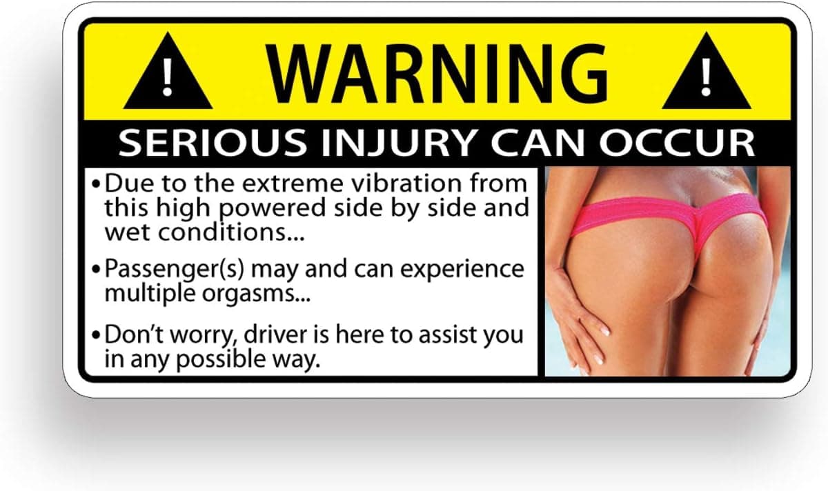 SxS Side By Side Vibration Warning Decal Sticker Sexy Funny