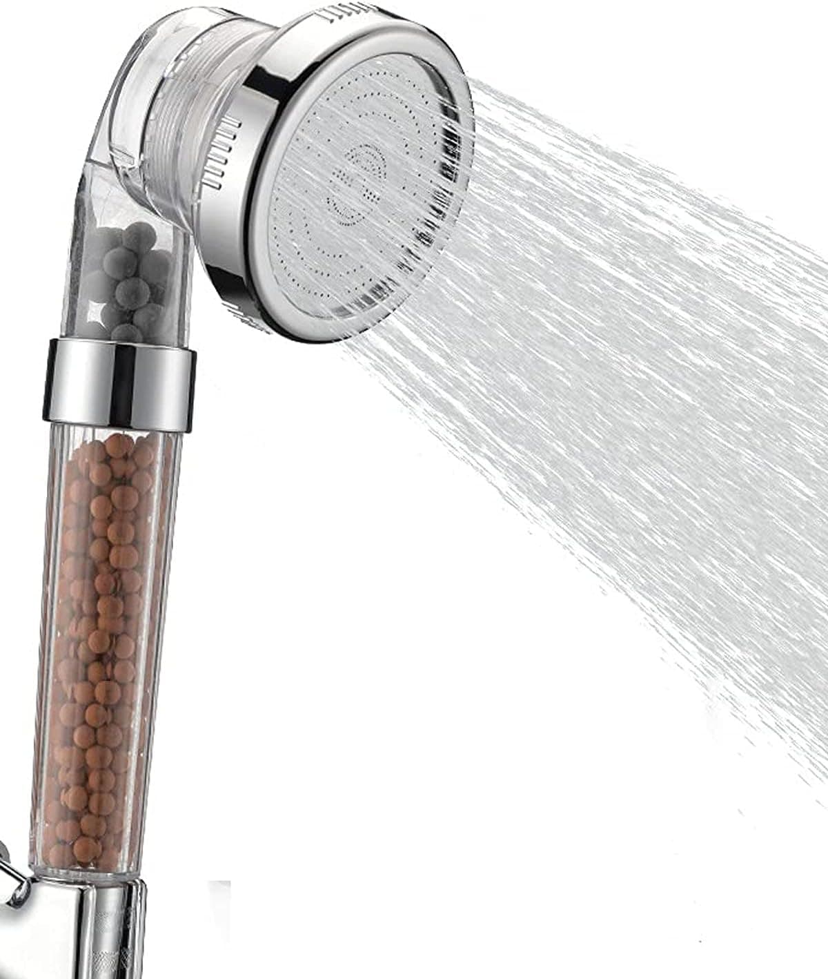 Ionic Filter Shower Head with Beads，High Pressure & Water Saving Shower Head With 3 Mode Spray，Stone Filter Beads Handheld Shower for Dry Hair and Skin Spa