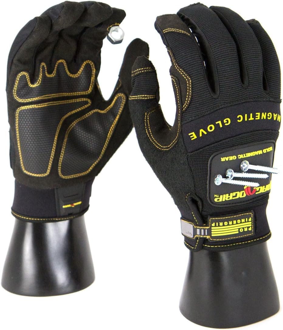MagnoGrip 002-665 Pro Fingergrip Magnetic Glove with Touchscreen Technology, Large, Black