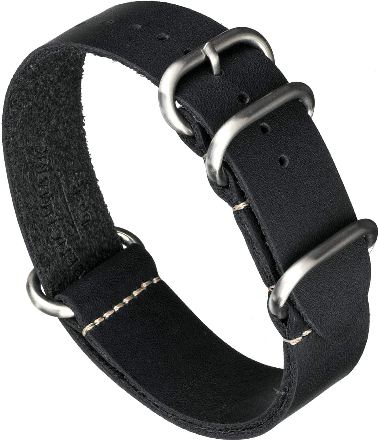 Benchmark Basics Leather Watch Band - Zulu Crazy Horse Oiled Leather One-Piece Military Watch Strap - Choice of Color & Width - 18mm, 20mm, 22mm or 24mm