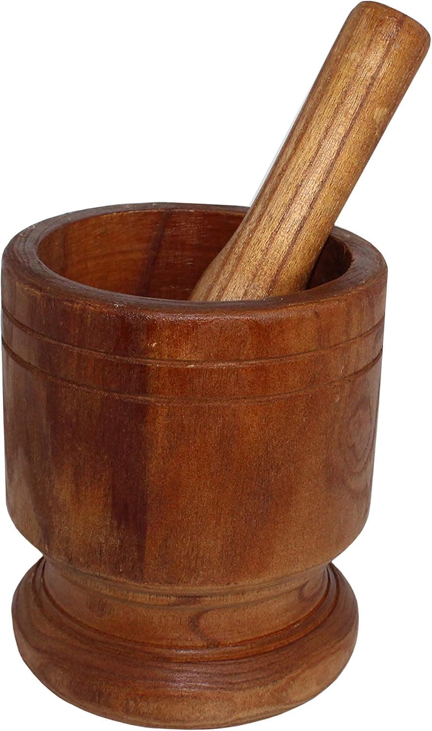 IMUSA USA LIS-009 5'' Wide Wood Jumbo Mortar & Pestle