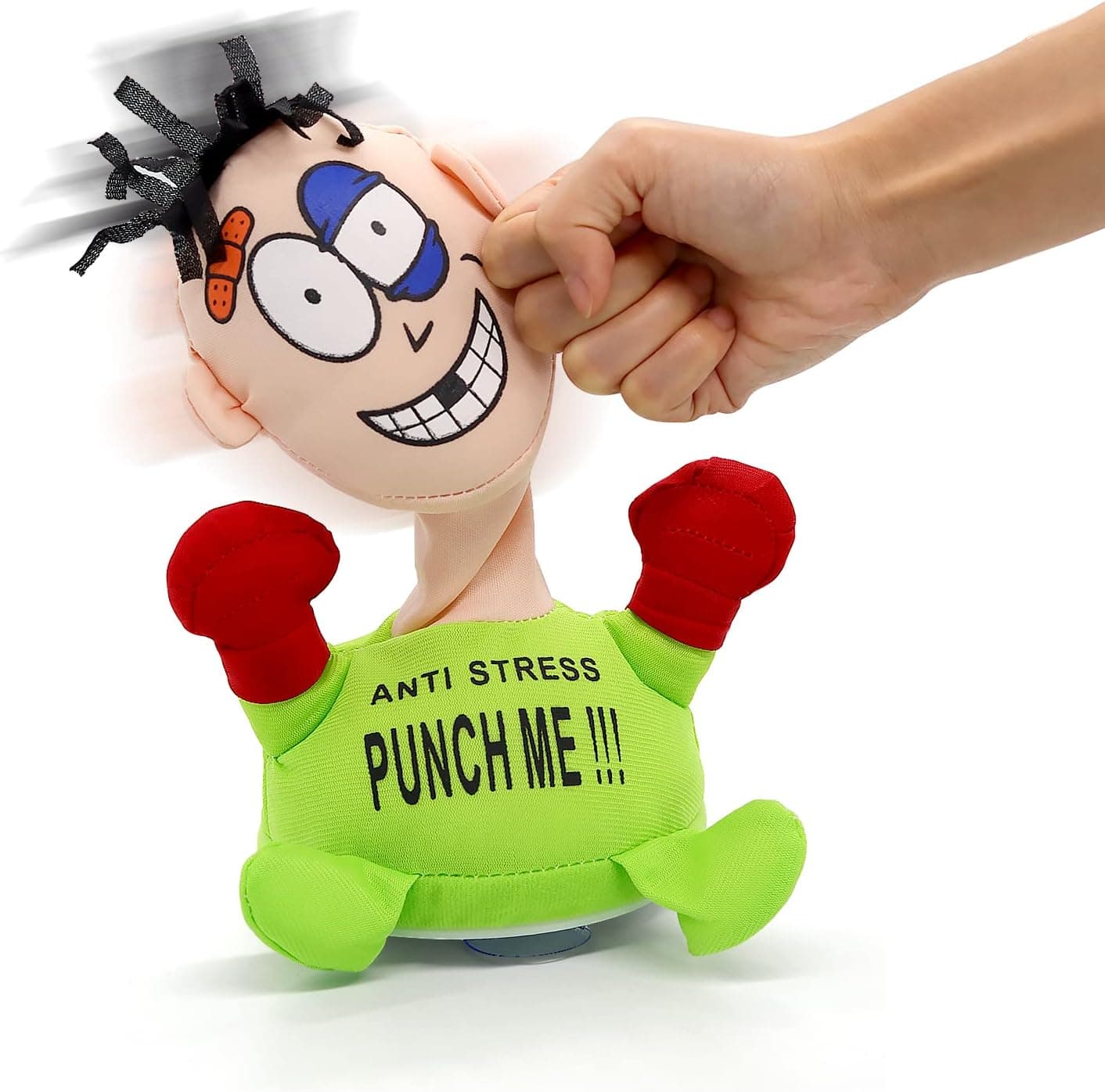 Electric Plush Anti Stress Doll, Desktop Stress Relief for Adults Interactive Toy, Desk Punching Bag Decompress Hit Toy Screaming Doll, Funny Toys for Adults and Children to Vent Stress (Green)