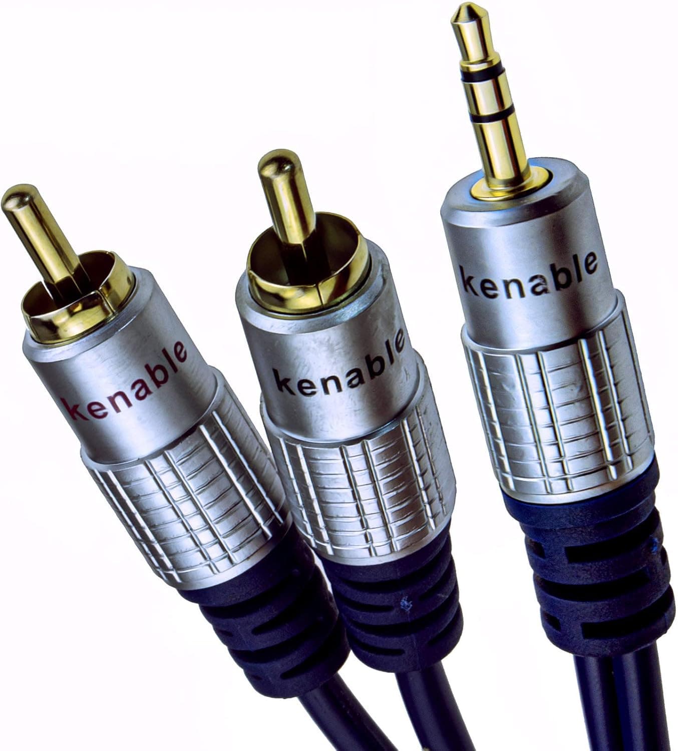 kenable Pure HQ OFC 3.5mm Stereo Jack to 2 RCA Phono Plugs Cable Gold 3m (~10 feet)
