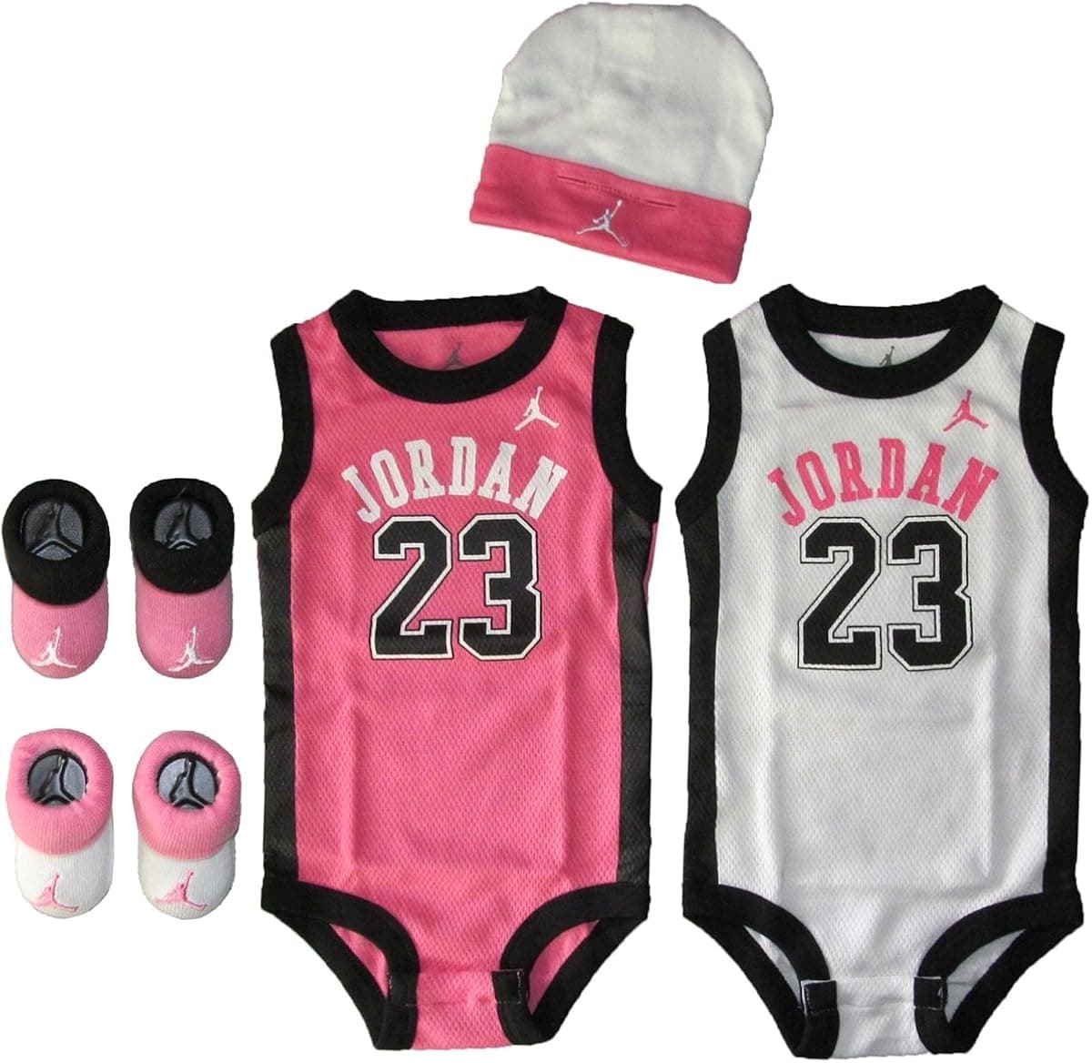 Jordan Baby Clothes Jersey Set (0-6 Months) (0-6 Months, White Pink)