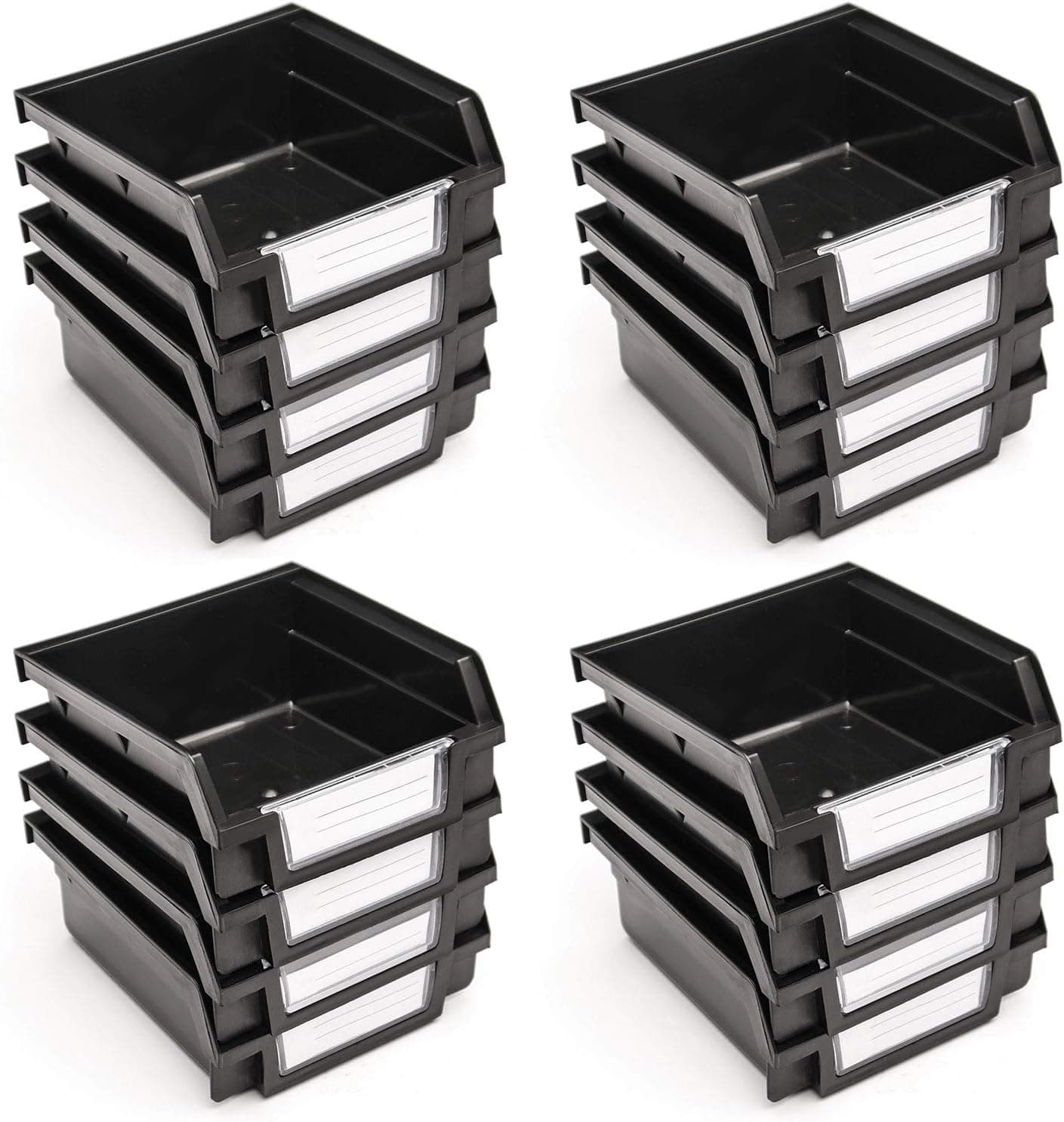 KEILEOHO 15 Pack Parts Storage Bins, 3.5 x 3.5 x 1.8 Inch, Apply to Metal Louvered Panel System,Made of Antistatic Plastic, Hanging Stacking Containers for Workbench, Garage, Craft Room, Tool Sheds