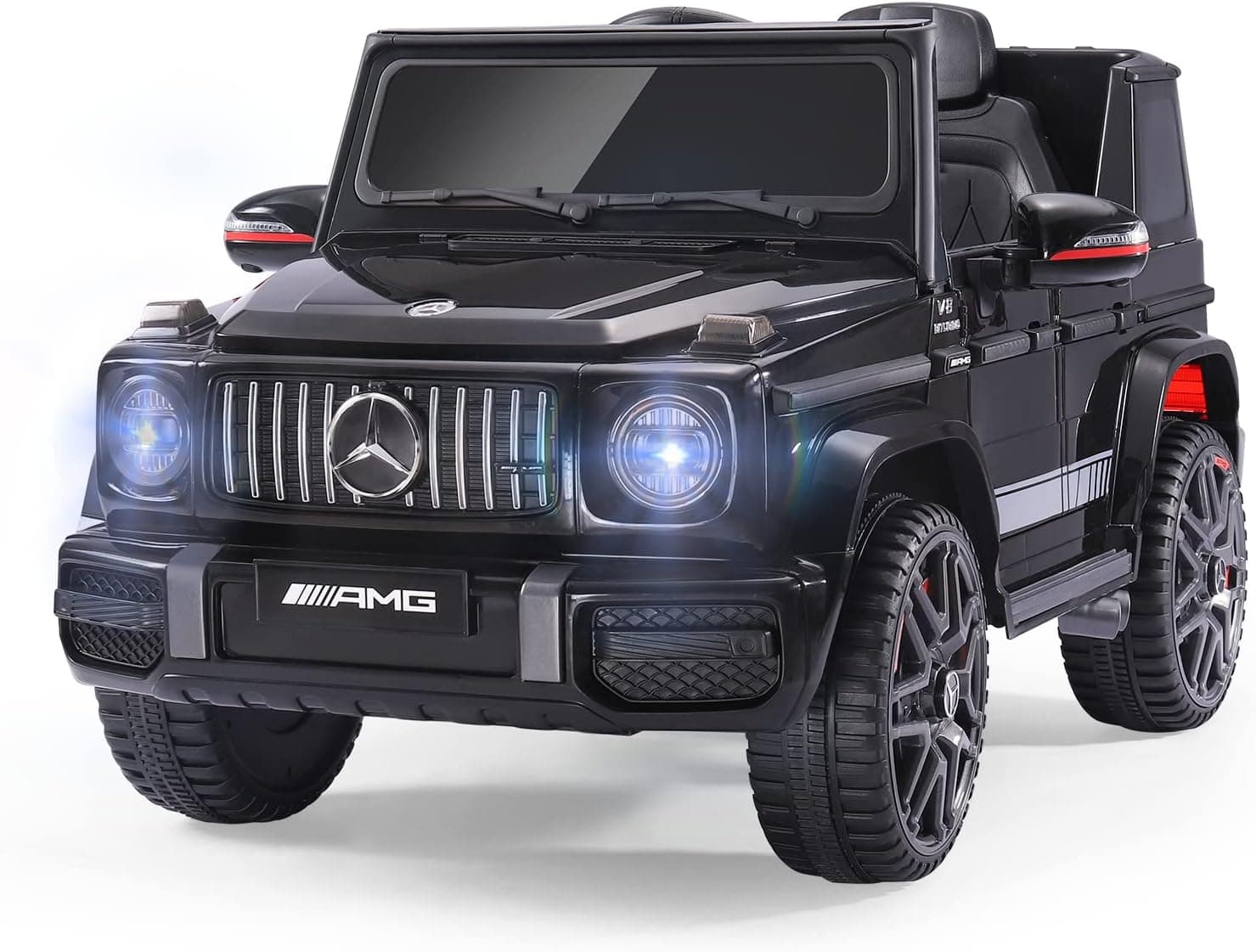 12V Licensed Mercedes-Benz G63 AMG Kids Ride On Car Electric Cars with 25W Motors Parent Control, Spring Suspension, Safety Lock, Wireless/ USB/ Music Player Horn LED, Toy Gift for Girls Boys-Black