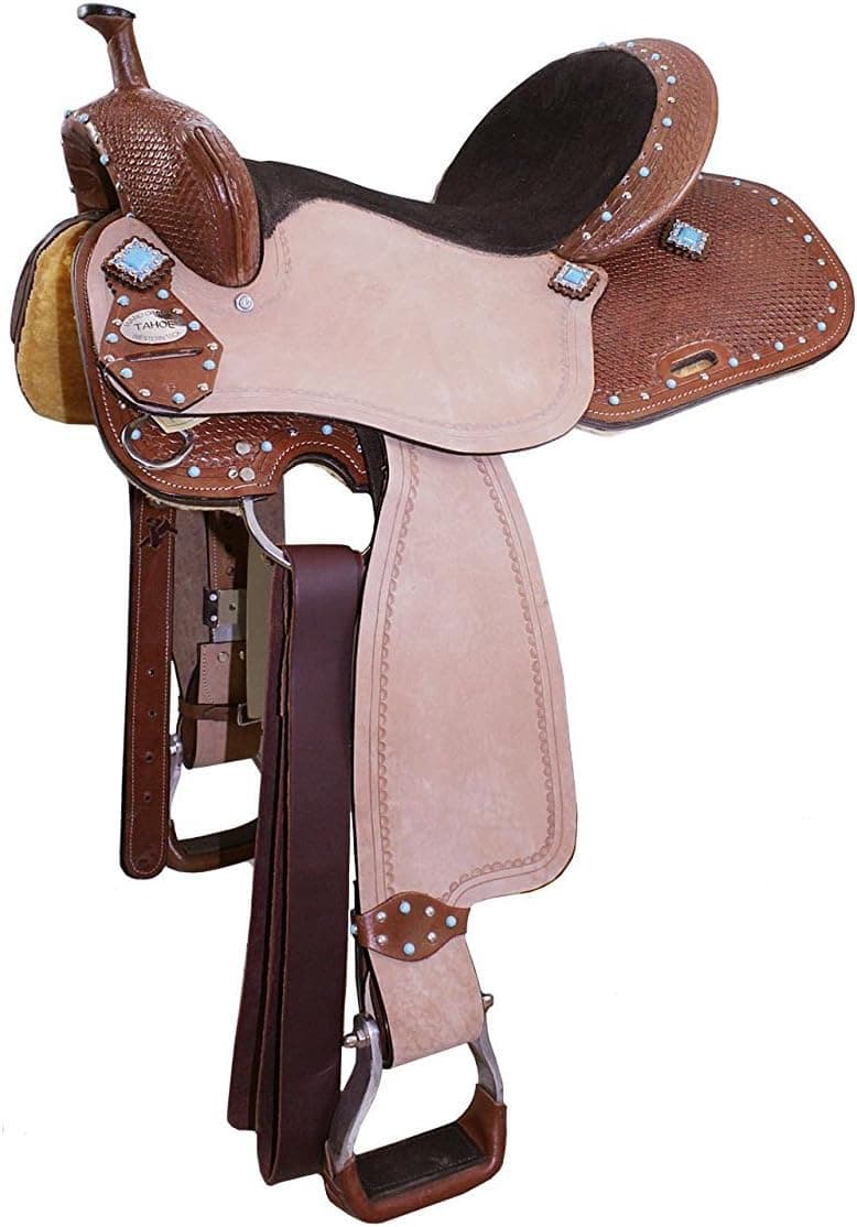 Tahoe Turquoise Accent Tough Western Barrel Saddle (14.5")