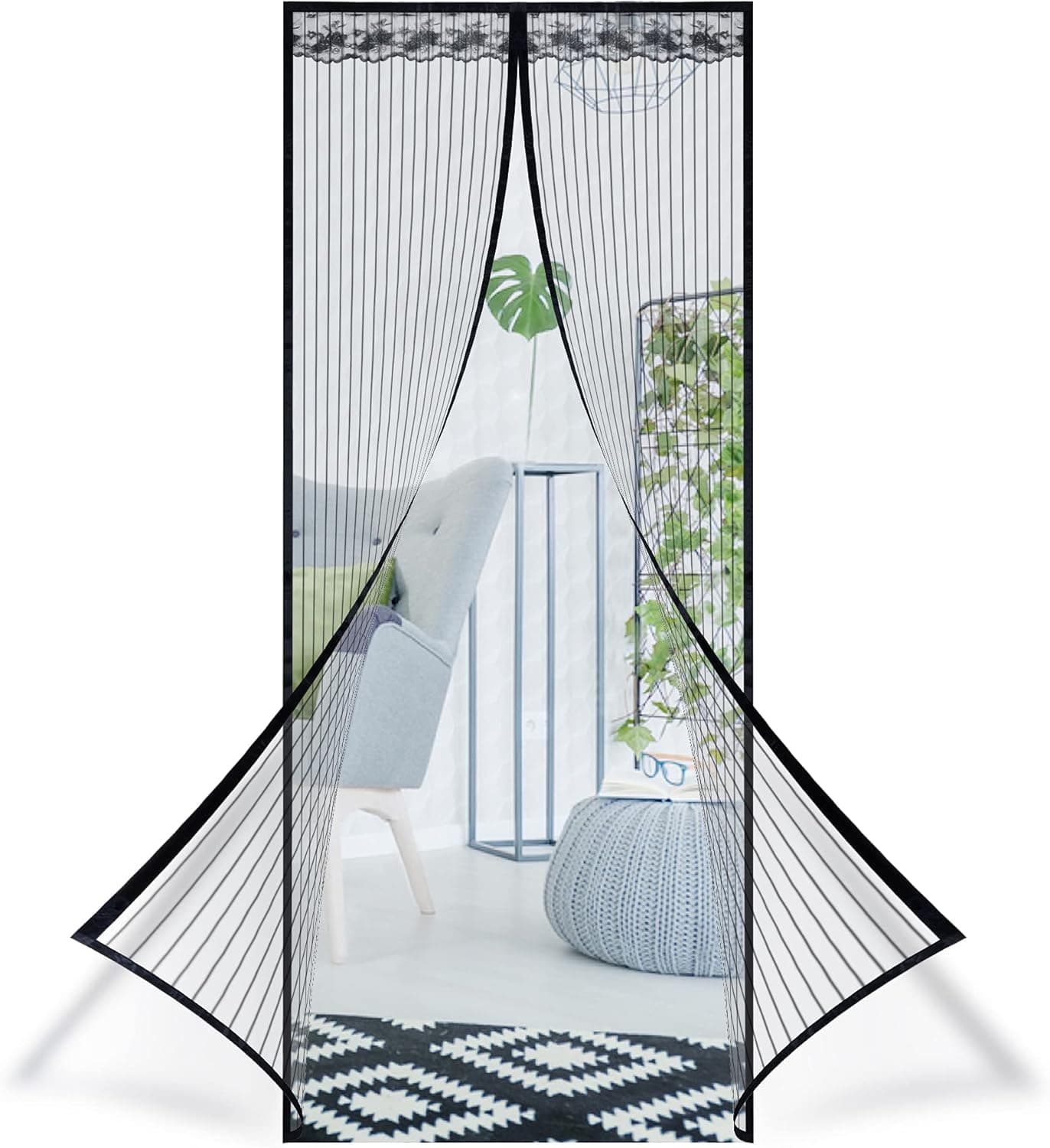 Magnetic Screen Door - Fit Door Size Up to 35"x83"-Fiberglass Mesh Door with Magnets Heavy Duty, Hands Free Screen Door Mesh Curtain