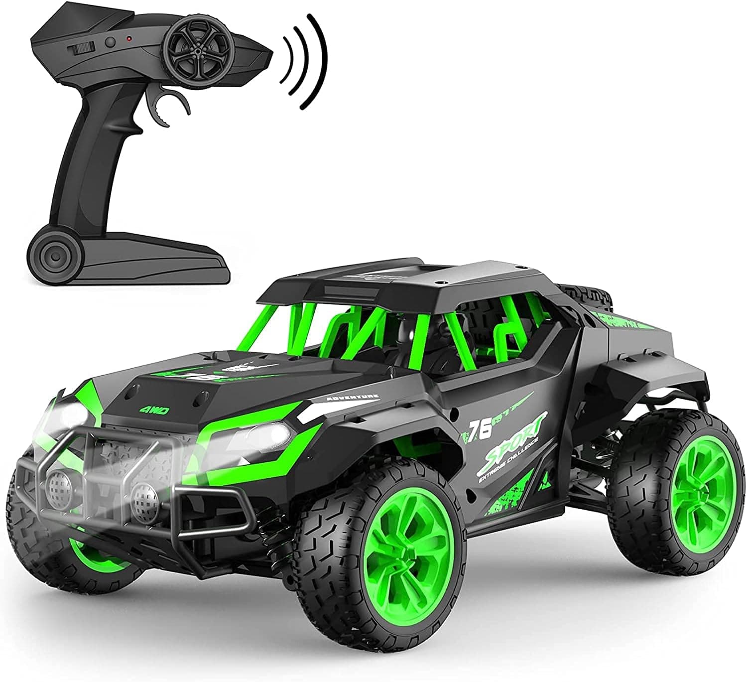Remote Control Cars, GizmoVine 1:14 Scale Large Electric Drift RC Car for Boys Adults, 2.4 Ghz Off Road RC Trucks Buggy Toys, 4WD High Speed Racing Car with LED Headlight, Hobby Vehicle Birthday Gifts