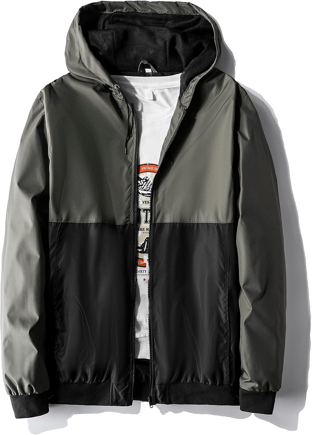 MYJAJAYI Mens Windbreaker Jacket Lightweight Water-Resistant Wind Breakers Hooded Jacket