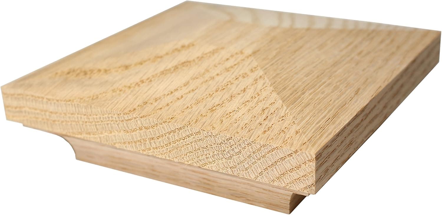935 - Flat Peak Newel Cap - for Use with 3 1/2 Inch Newel Posts (Red Oak)