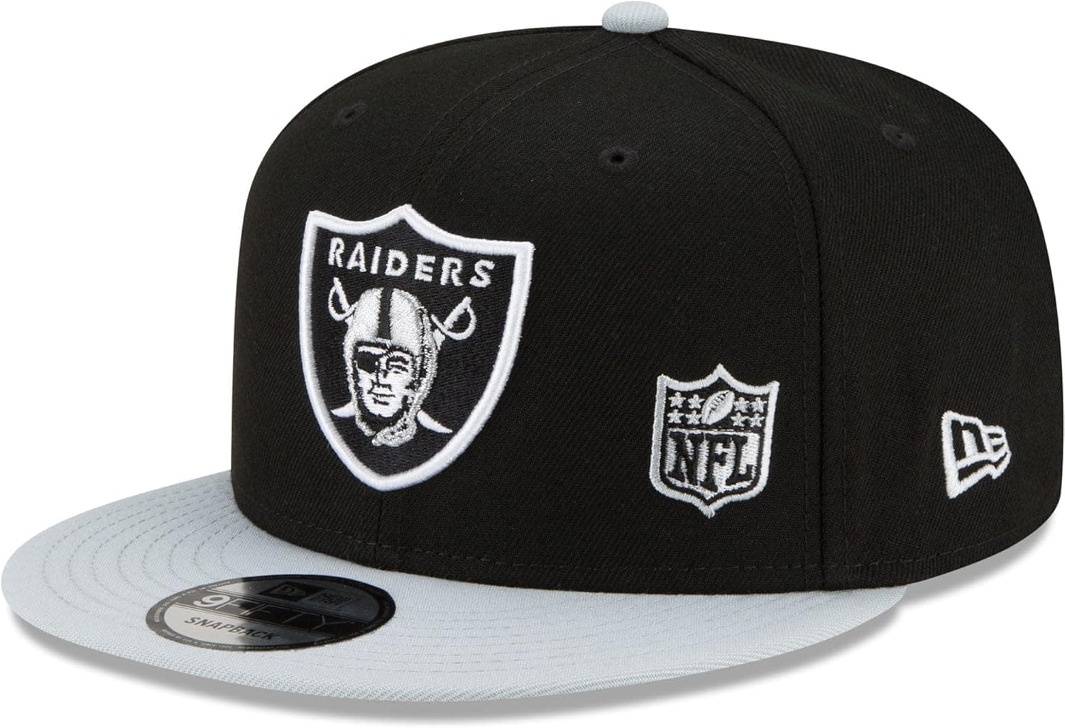 New Era Men's Black/Silver Las Vegas Raiders Blackletter Arch 9FIFTY Snapback Hat