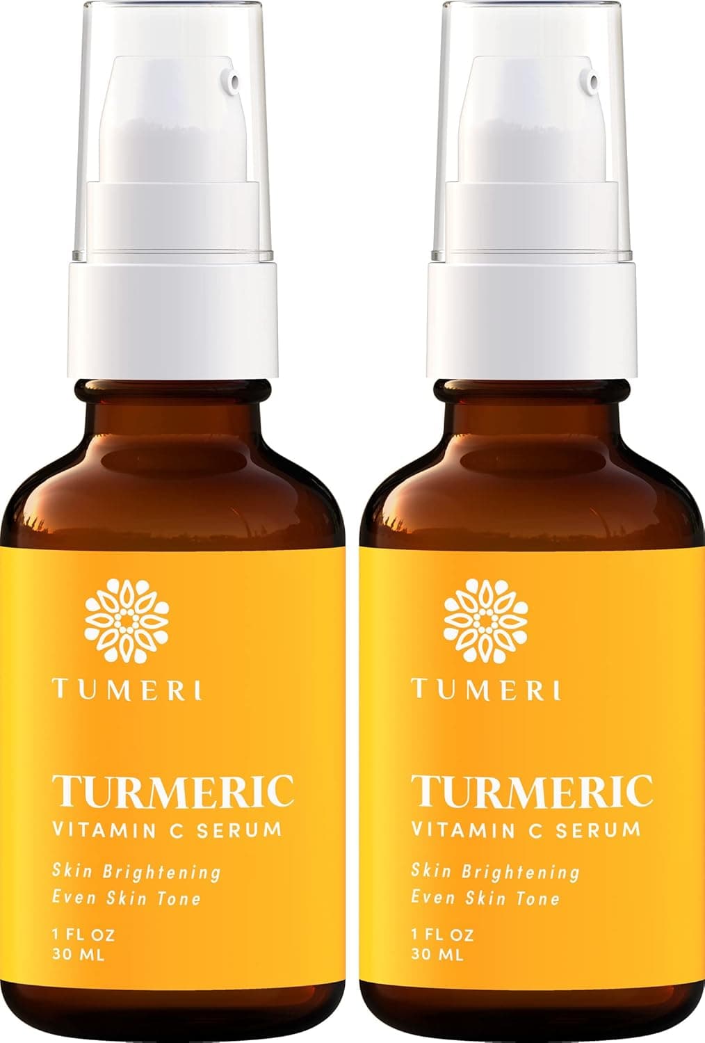 TUMERI Turmeric Vitamin C Serum for Face 1 Fl oz – Facial Skin Care Vitamin C and Turmeric Serum for Dark Spots – Anti Aging Skin Brightening Serum - Pack of 2