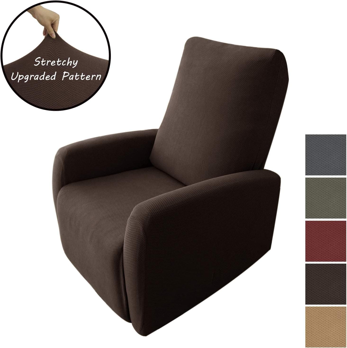 OBYTEX Stretch Sofa Cover Soft and Comfortable Upgrade Pattern Slipcovers Furniture Protectors (Chocolate, Recliner)