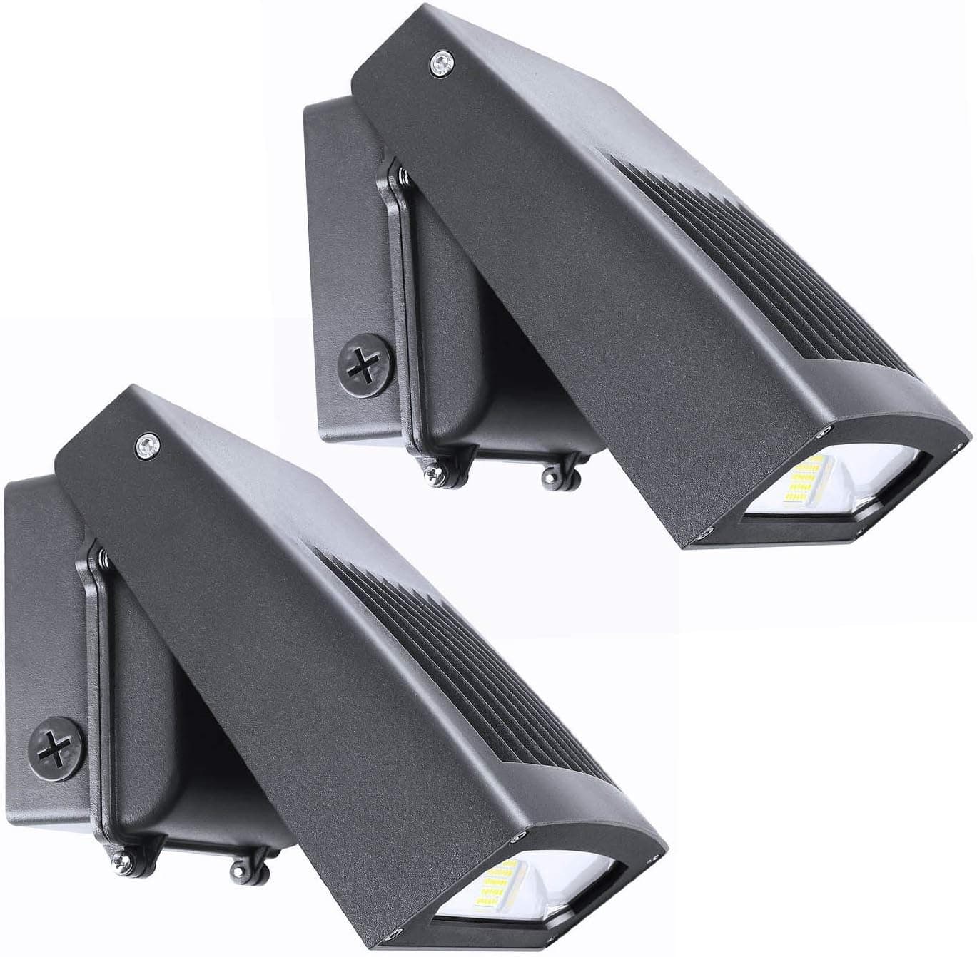 100W LED Wall Pack Lighting, 0-90° Adjustable Head Outdoor Lighting Fixture, 500W HPS/HID Replacement, 5000K Daylight,11000 Lumens (2-Pack)