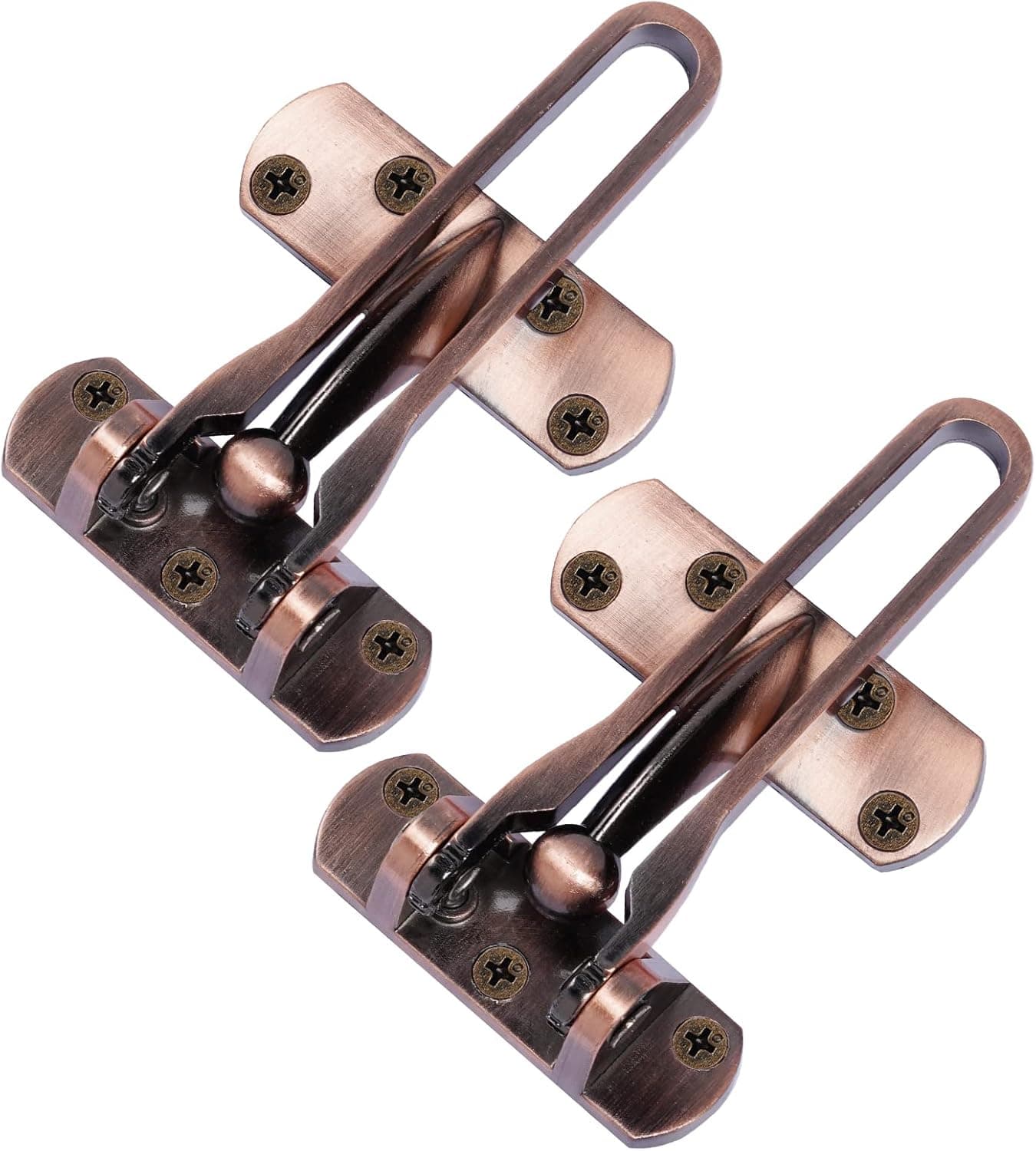 Topbuti Home Security Door Lock, 2 Pack Latch Guard Clasp Front Door Locks for Kids, Home Reinforcement Lock for Swing-in Doors, Hotel Door Latches, Thicken Solid Aluminium Alloy, Classic Bronze