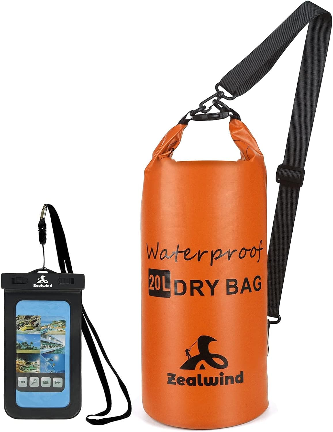Zealwind Waterproof Dry Bag Backpack- Floating Dry Sack with Phone Case, 10L/20L/30L/40L Water Proof Bag Packs, Roll Top Drybag for Kayaking, Paddleboarding, Rafting, Hiking, Swimming, Boating