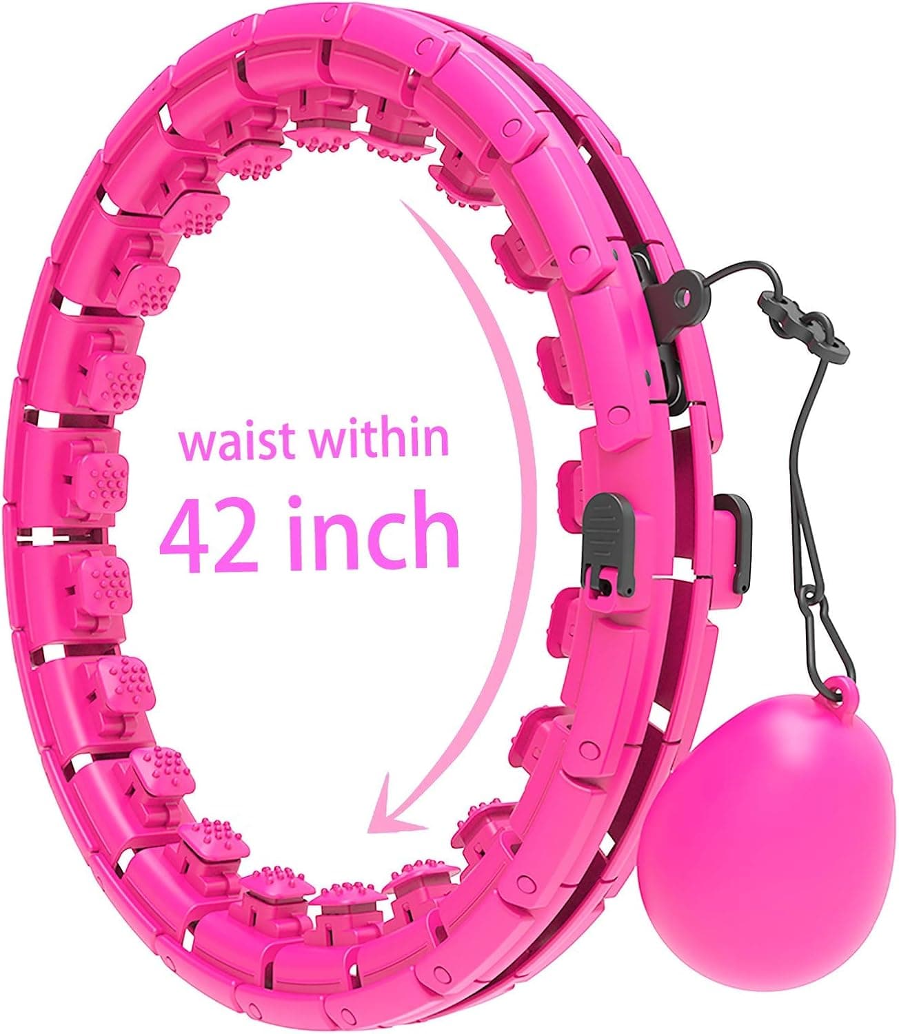 VINMEN Smart Weighted Fit Hoop for Adults Weight Loss, 2 in 1 Abdomen Fitness Massage Weighted Fit Hoop, 24 Detachable Knots Infinity Hoop Auto-Spinning Ball