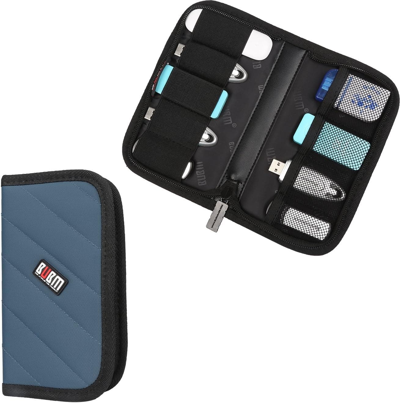 BUBM 9 Capacity USB Drive Organizer Case (Light Blue)