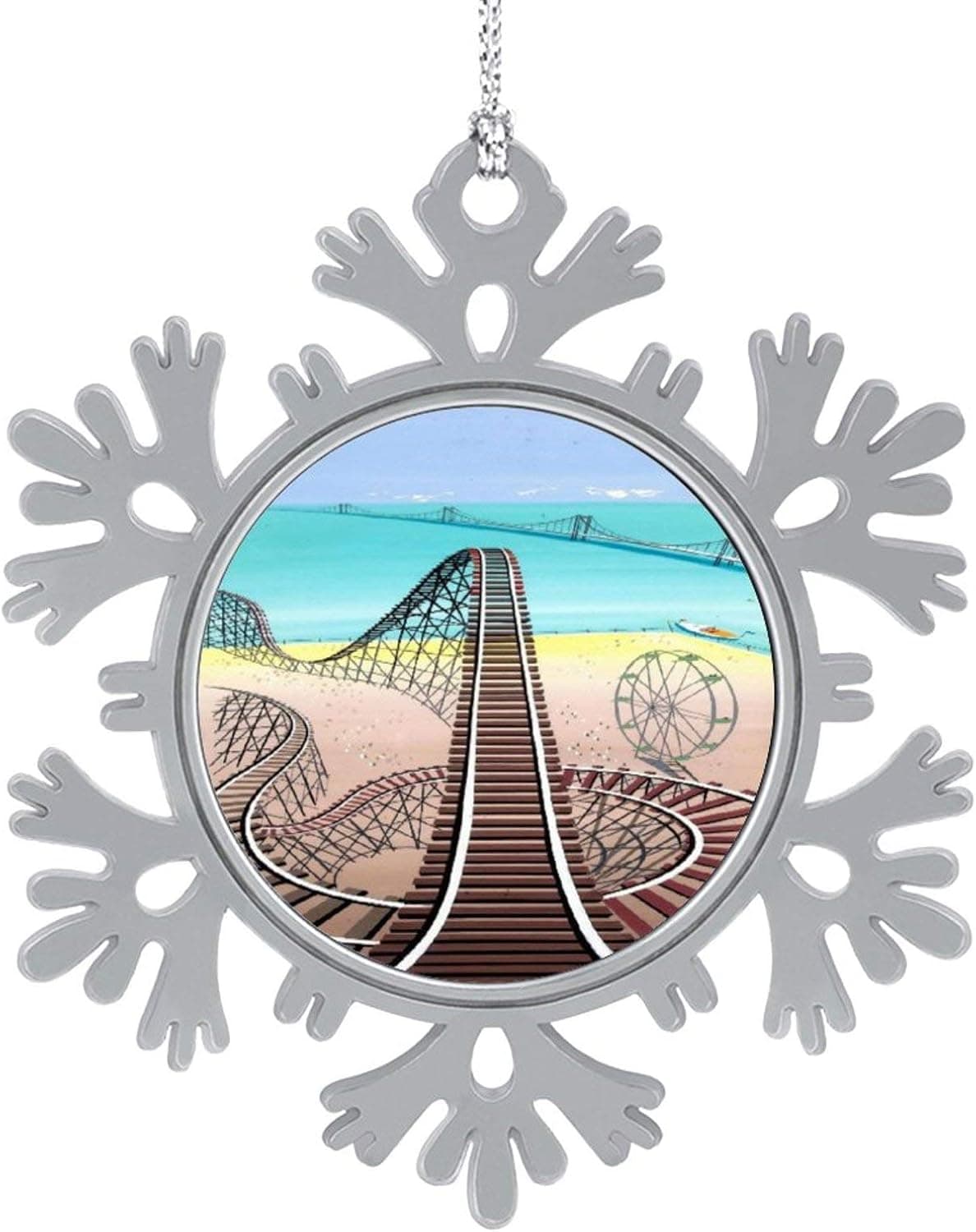 Puilkfgt Roller Coaster Personalized Snowflake Ornaments Christmas Tree Hanging Accessories Christmas Decorations