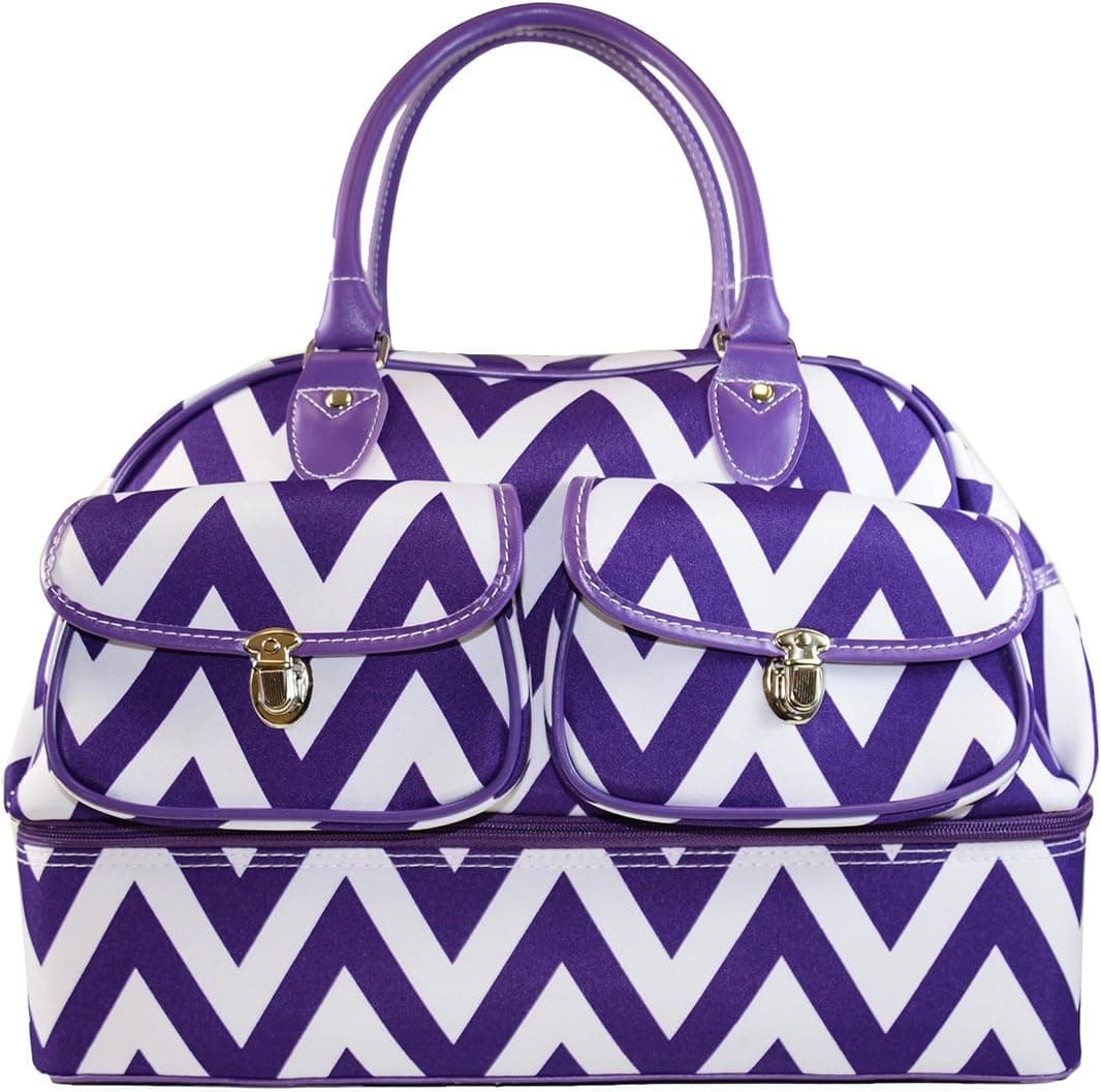 Ever Moda Fashion Pattern Print Duffle Bag, 18", Chevron Purple