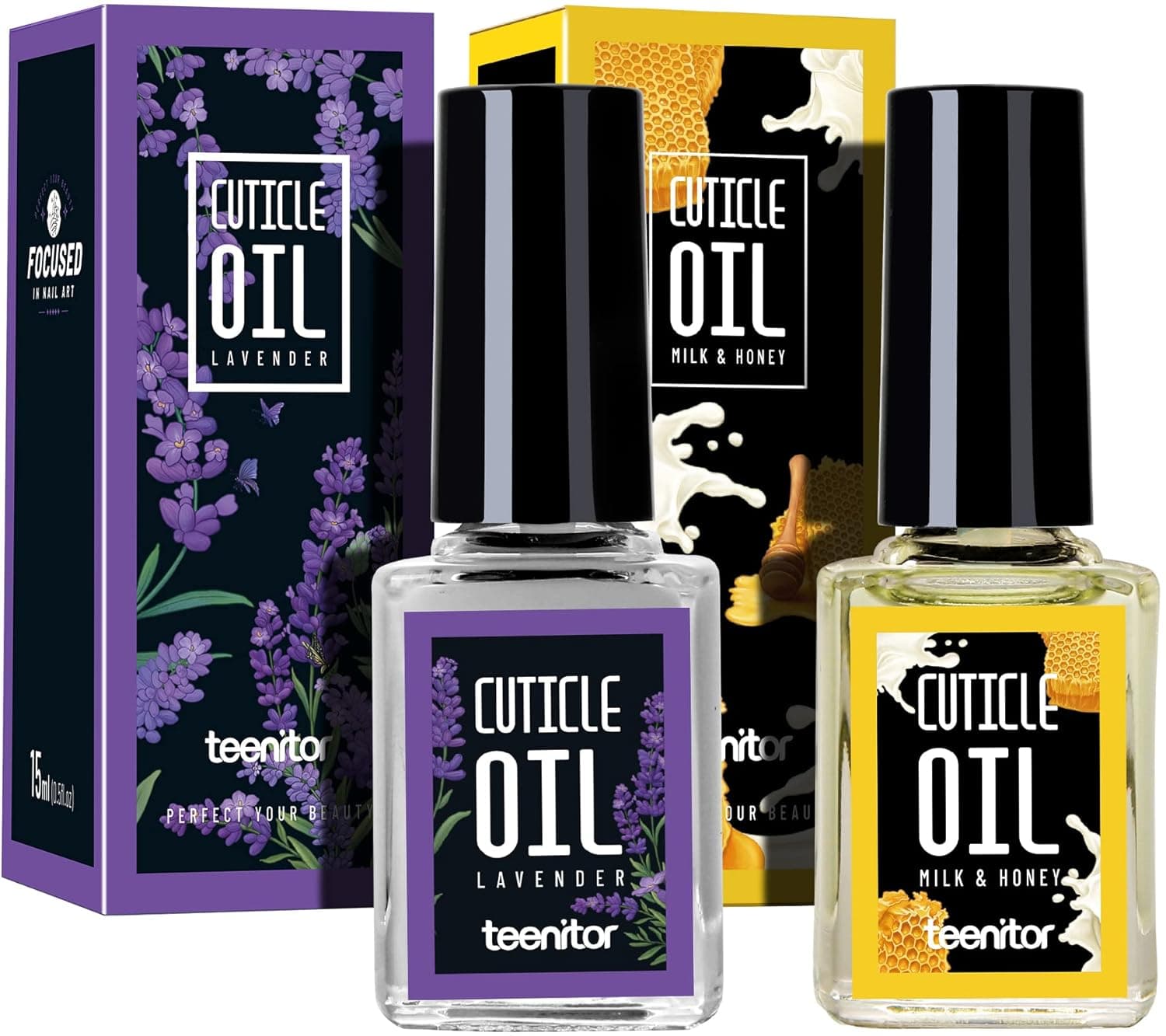 Teenitor Cuticle Revitalizing Oil, Milk and Honey Cuticle Oil and Lavender Cuticle Care Oil, Moisturize Cuticles and Strengthen Nails