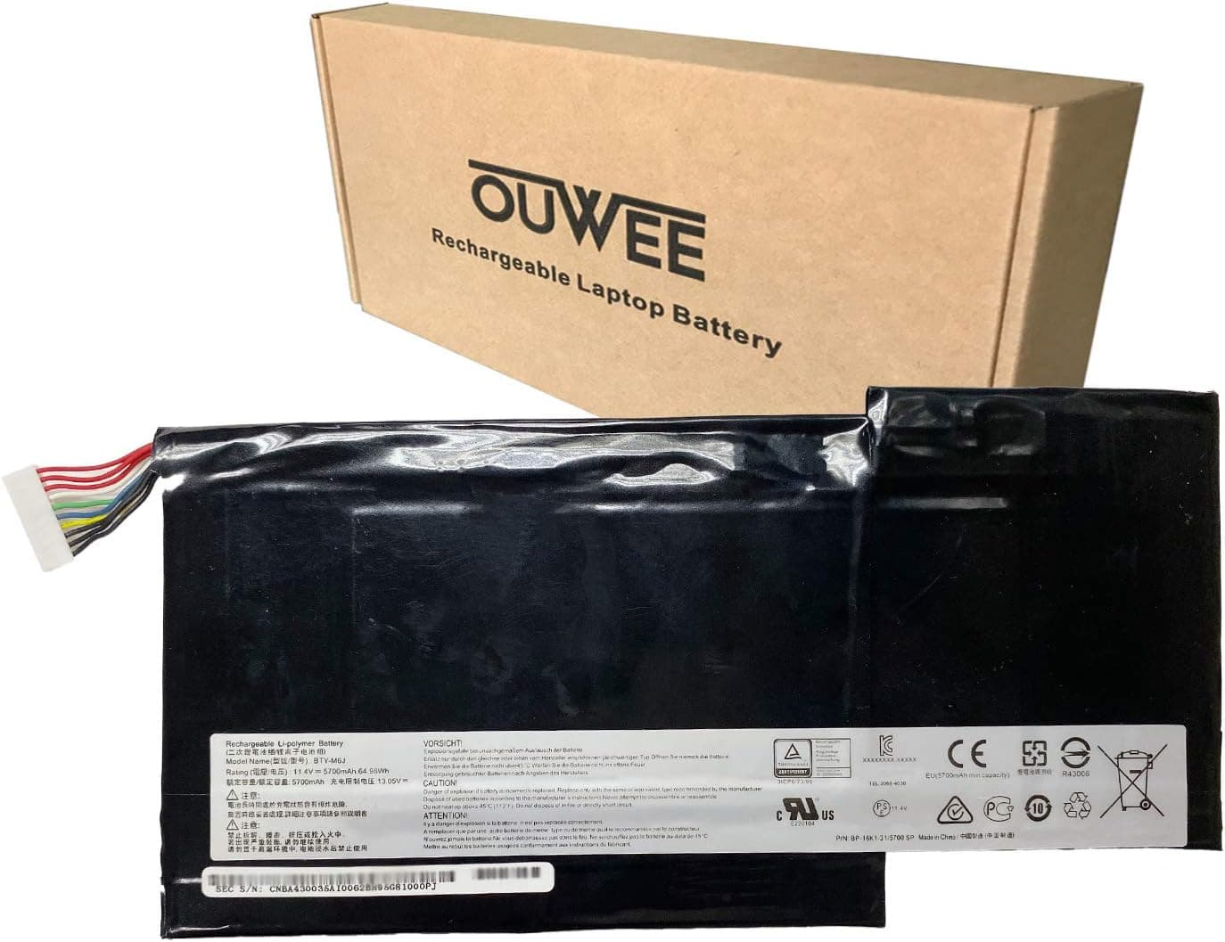 OUWEE BTY-M6J Laptop Battery Compatible with MSI GS63 7RE-009CN 018CN GS63VR 6RF-016CN 095CN 7RF-239CN 258CN GS73 7RE-004CN GS73VR 6RF-013CN 7RF-284CN Series BTY-U6J 11.4V 64.98Wh 5700mAh