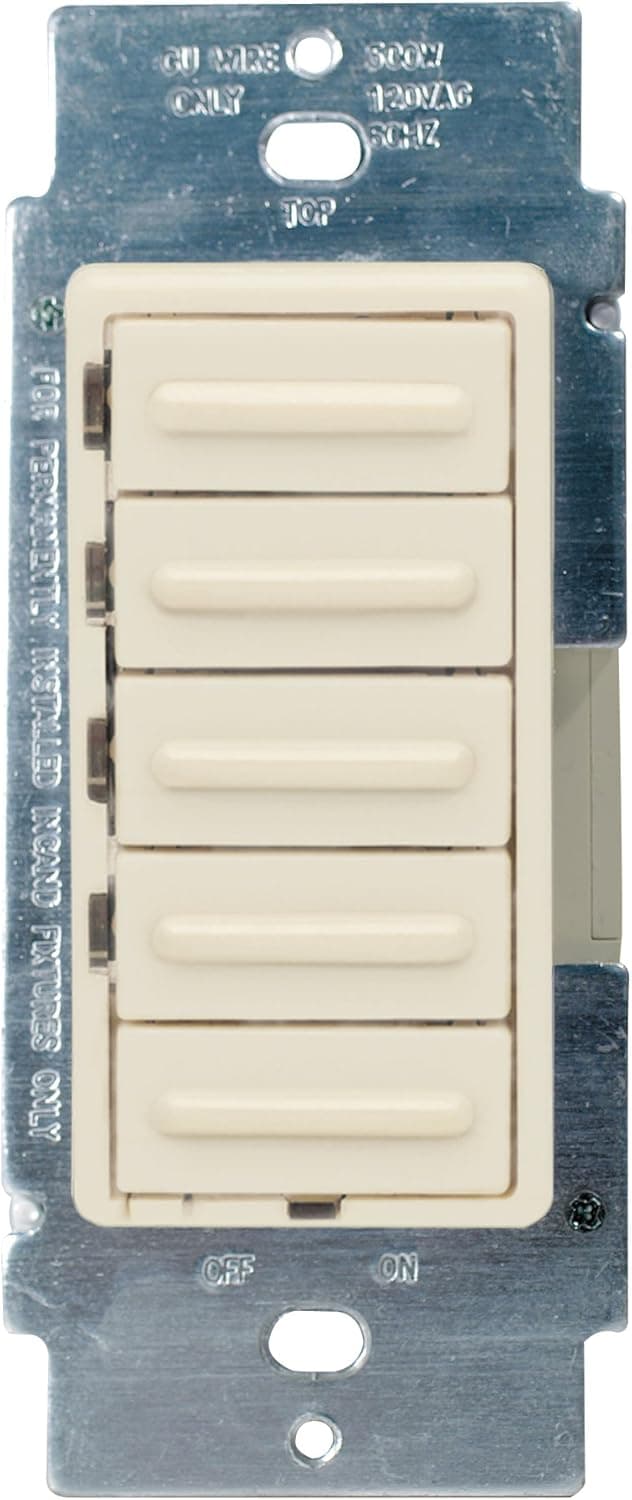 Leviton 6161-A 500 W, 120 VAC, Decora 4-Level Step Dimmer, Almond