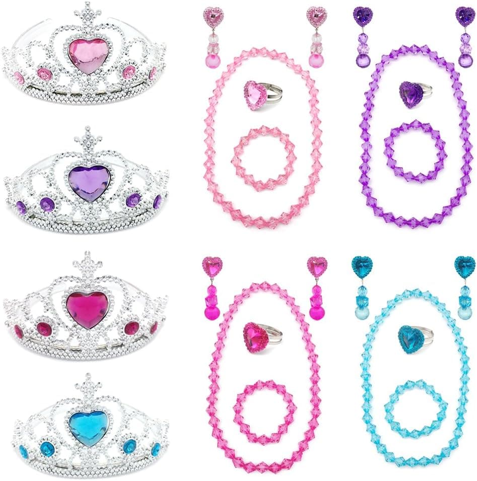 Elesa Miracle Girl Kids Dress Up Tiaras Necklace Bracelet Clip on Earrings Toy Playset