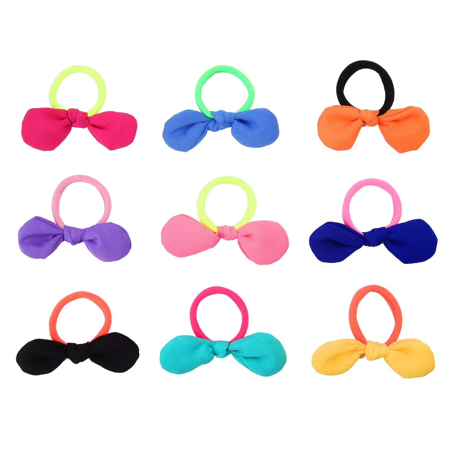 Baby Kids Girls Hair Bows Ties Ponytail Holders Rubber Band Chiffon Elastic Hair Bands,Hair Accessories 9 Pack