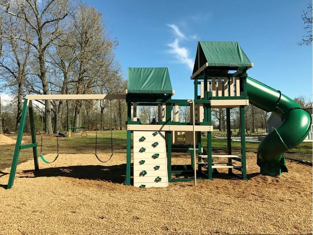 Congo Monkey Playsystem #4 with Swing Beam - Green and Sand Low Maintenance Play Set