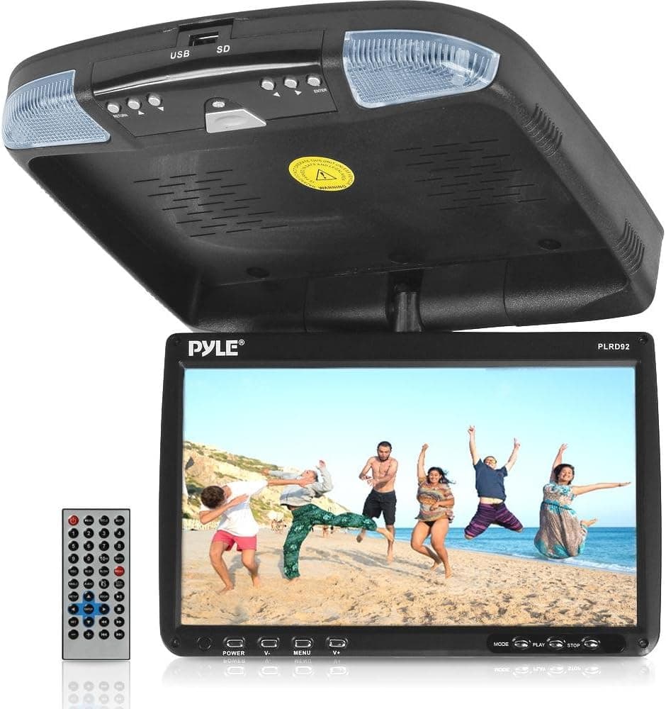 PYLE PLRD92 9-Inch Flip Down Monitor and DVD Player with Wireless FM Modulator/ IR Transmitter