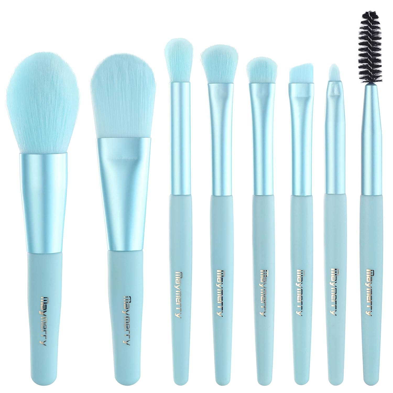 Maymerry 8pcs Essential Makeup Brushes, Makeup Brush kit, Makeup Brush Set Face brushes for Foundation, Blush, Eye Brushes for Blending, Shadow, Eyelash, Lip and Brow, Mini Makeup Brushes for Easy Carrying