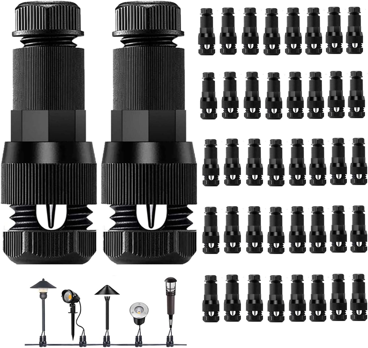 HSJL 40PCS Low Voltage Wire Connectors - Landscape Lighting Wire Connector, Outdoor Lighting Connector for 12,14,16 Gauge Cable, Easy to Install for Outdoor Lights, Spotlights, Path Light Devices, etc