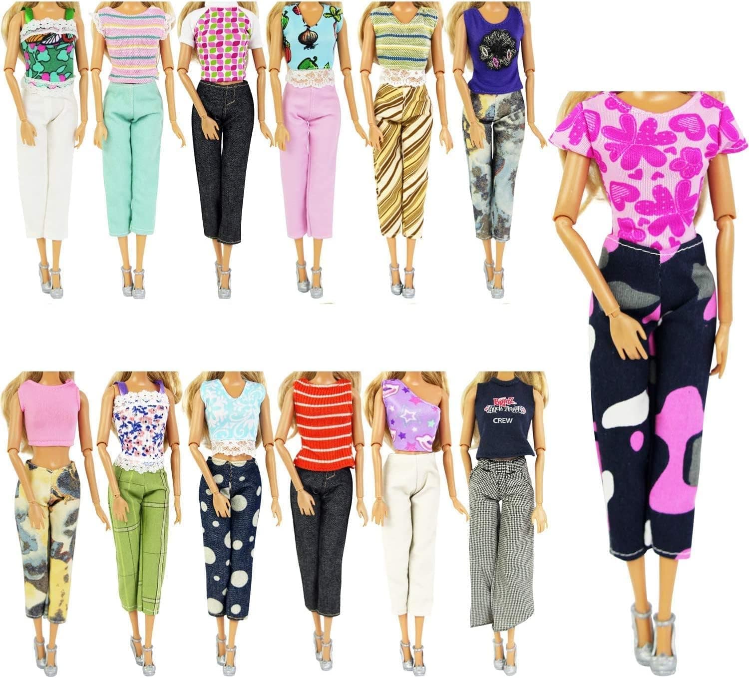 ZITA ELEMENT 5 Set Fashion Casual Wear Clothes Outfits for 11.5 Inch Girl Doll Accessories - Quality Handmade 5 Shirt and 5 Pants for 11.5 Inch Girl Doll Random Style Clothes
