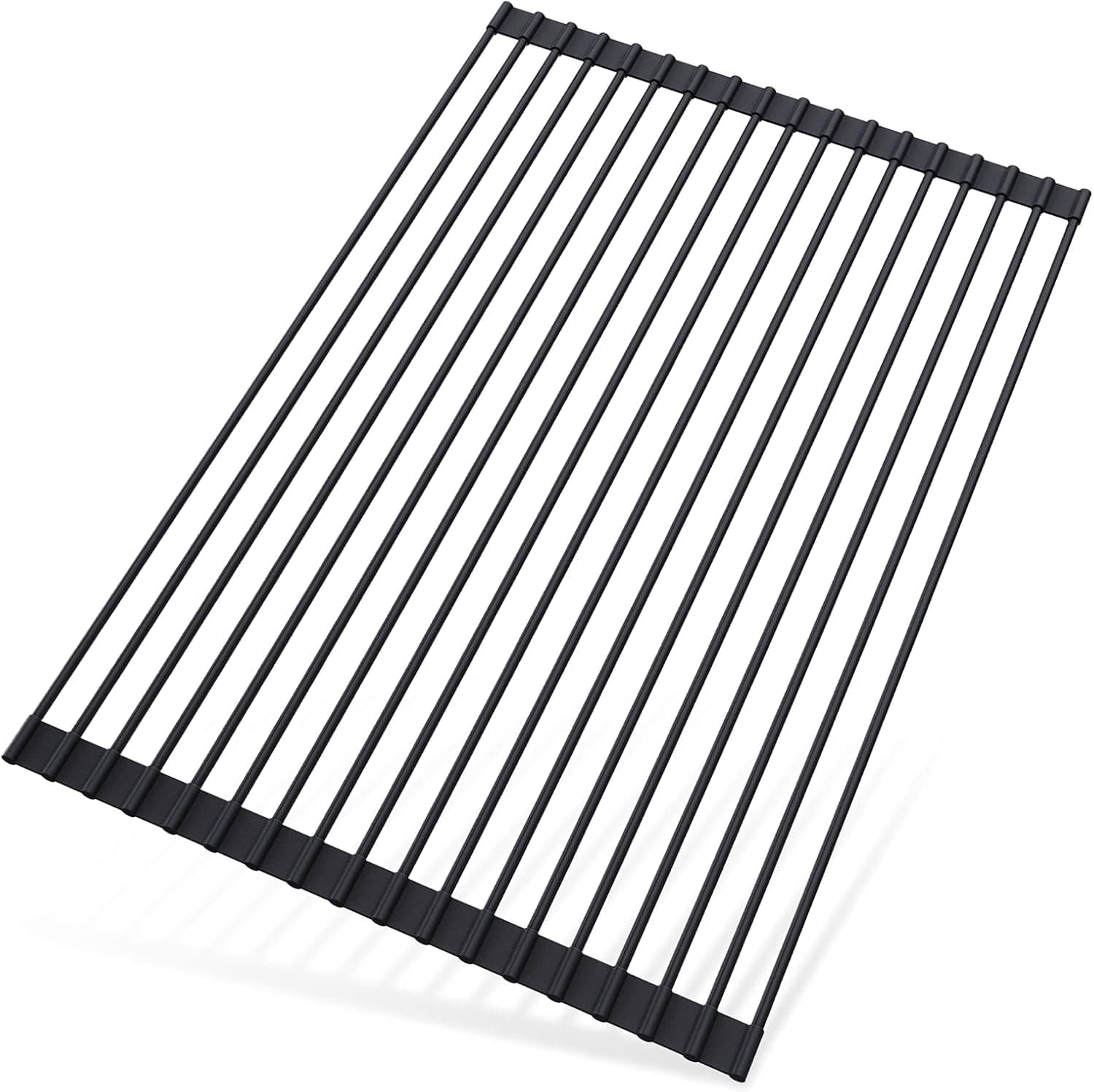 GESPERT Roll up Dish Drying Rack, 20.5" x 13" Over The Sink Durable Kitchen Accessories Load Over 44lb Dish Drainer (Black)