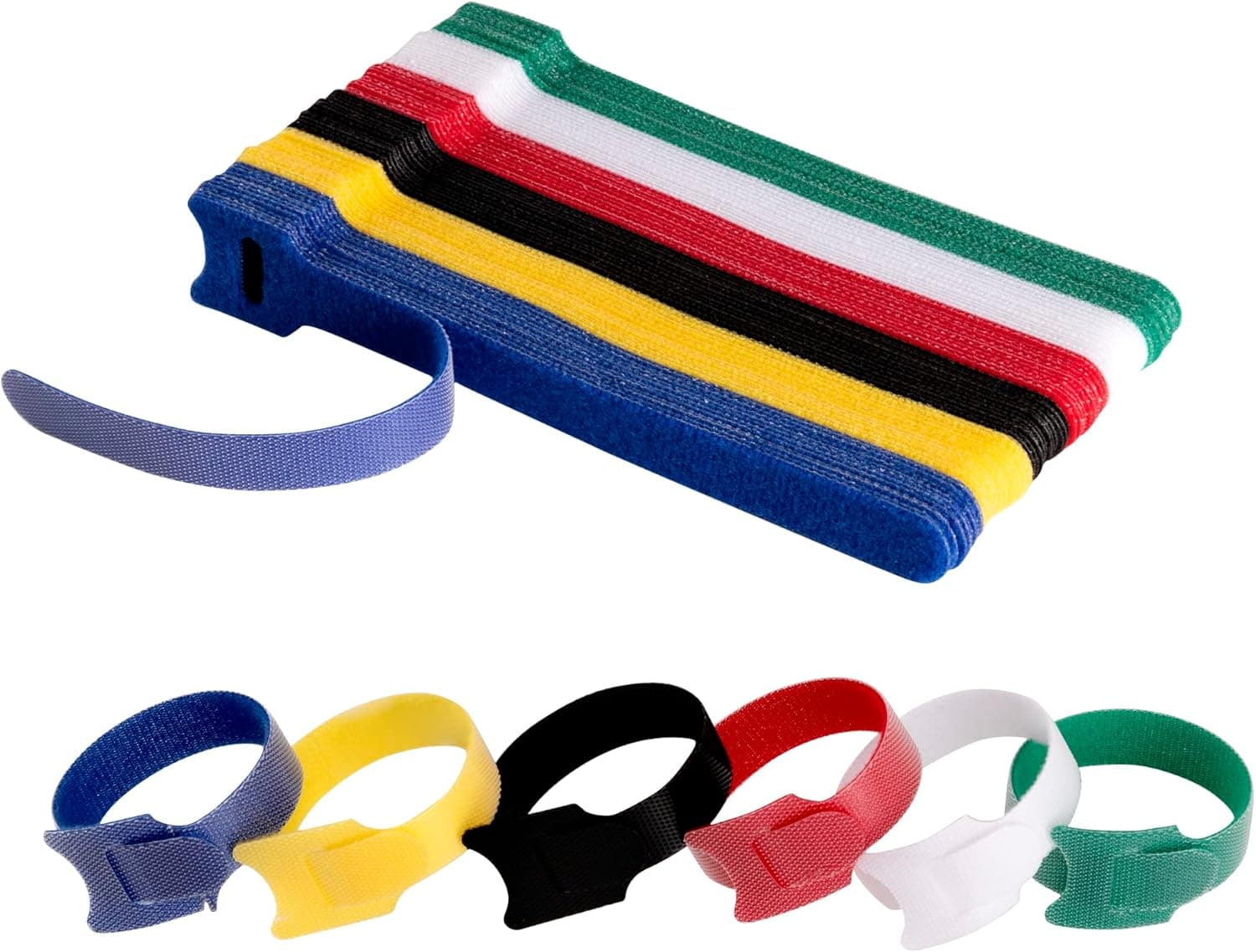 120PCS Reusable Fastening Cable Ties - BSELEYY 6 in Cable Management Ties Cable Straps With Hook and Loop Multipurpose Adjustable Cord Ties Cord Organizer for Home Office (6 Colors)