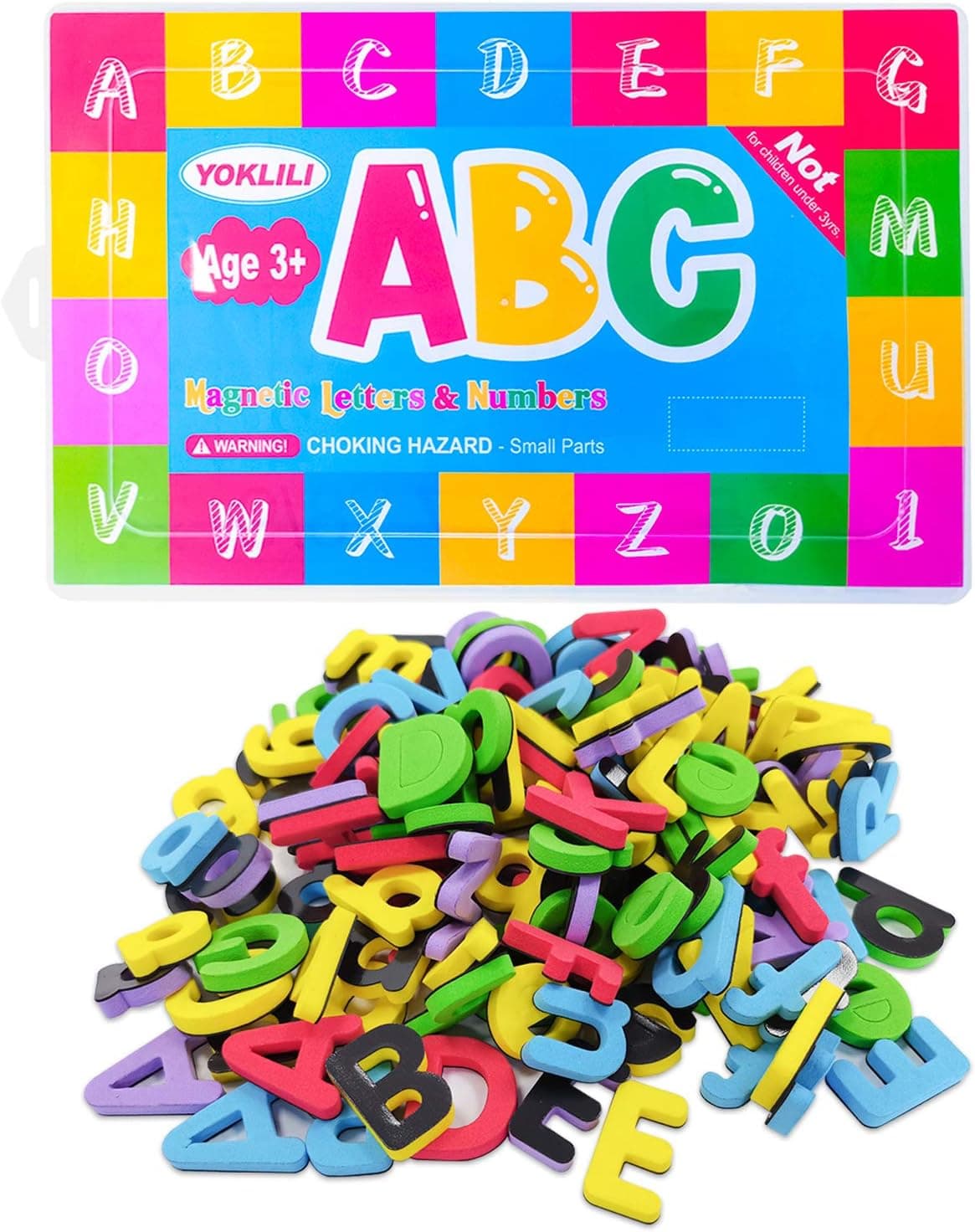 Yoklili 106 Magnetic Letters Numbers for Educating Toddlers, Educational Alphabet Whiteboard Refrigerator Magnets with Storage Box for Kids Children Fun Education