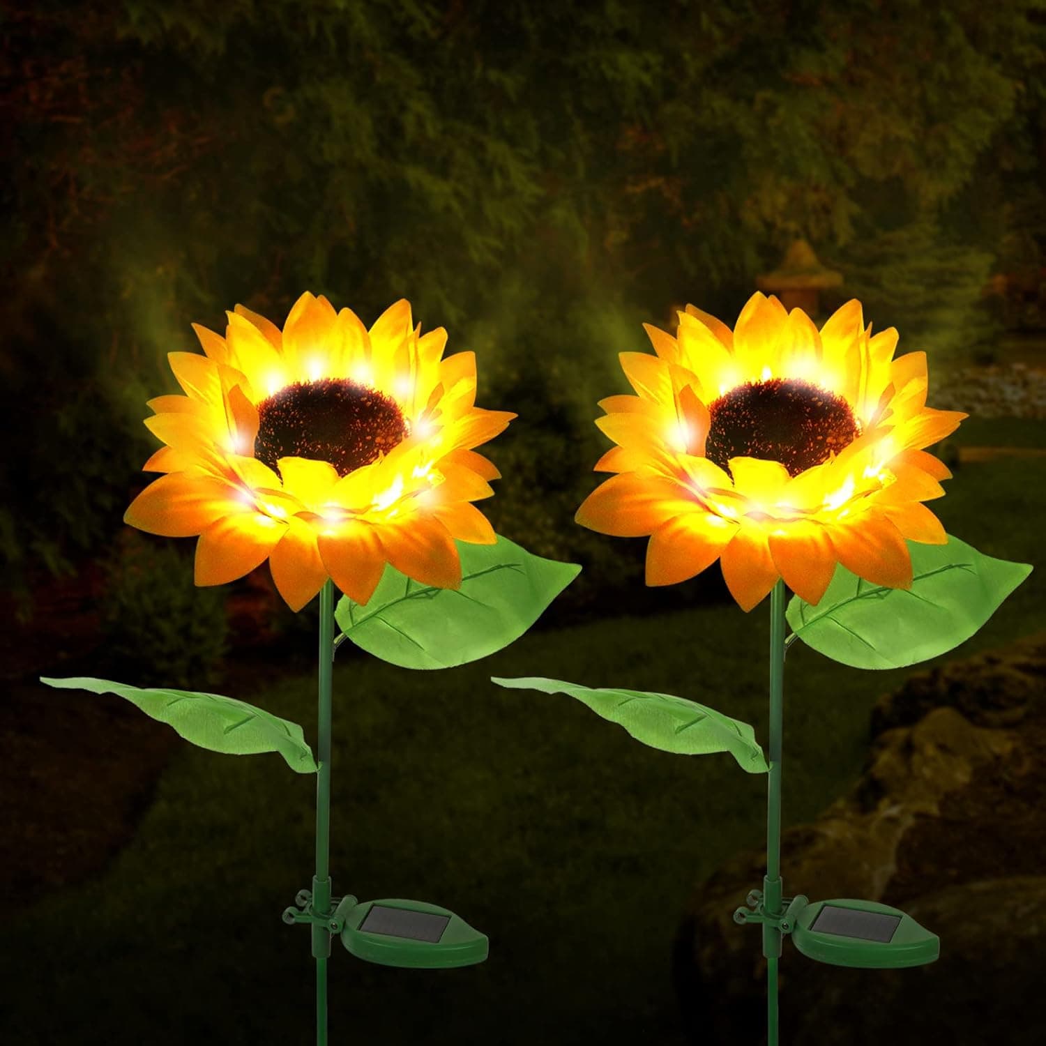 Solar Sunflowers Lights Outdoor Garden Decorative LED Lights Waterproof Solar Landscape Lights for Pathway, Garden,Yard, Patio, Backyard