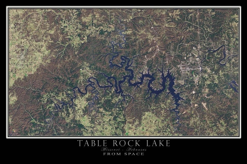 The Table Rock Lake Arkansas - Missouri Satellite Poster Map L 24 x 36 inch