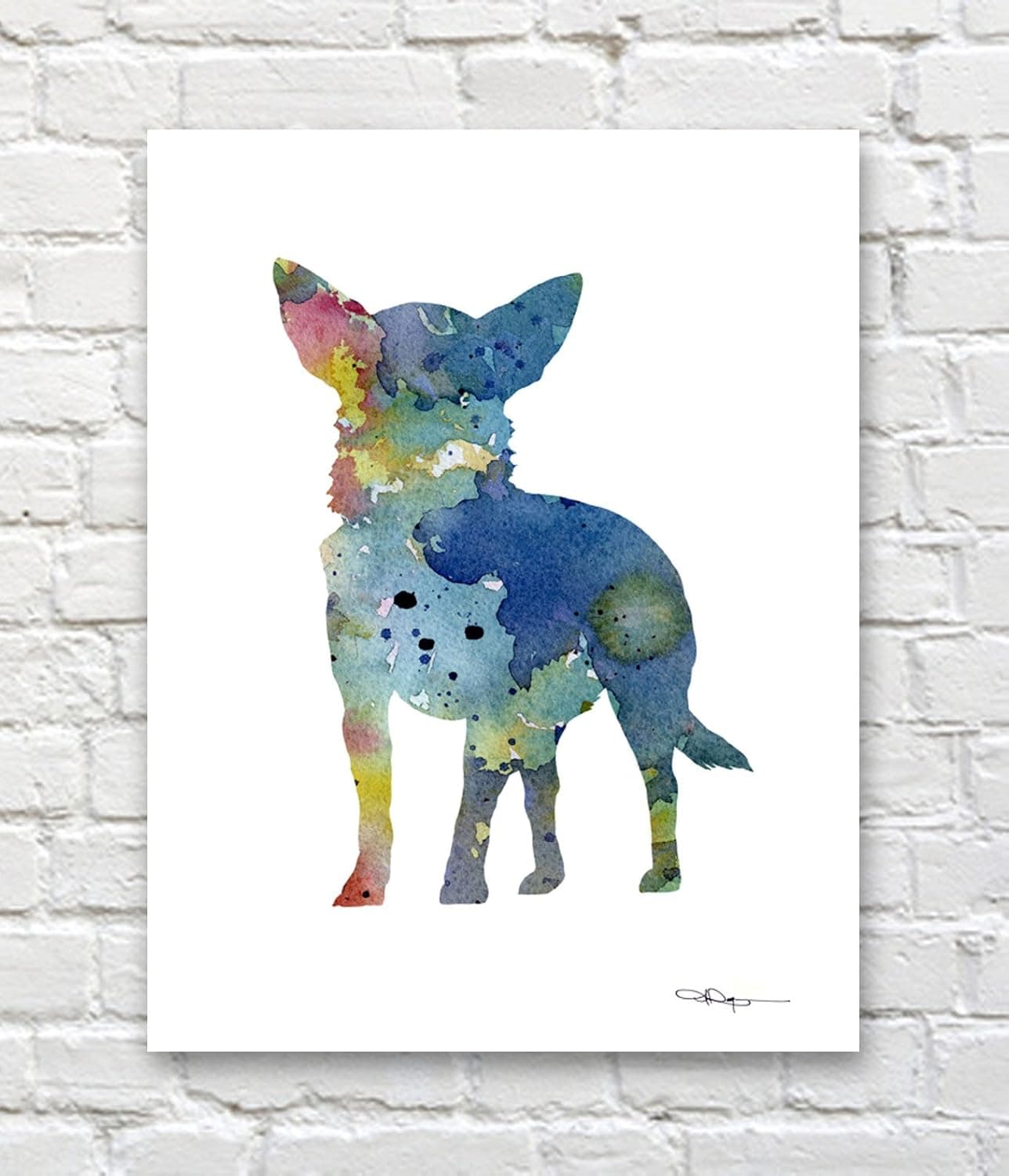 Blue Chihuahua Abstract Art Print by Watercolor Artist DJ Rogers