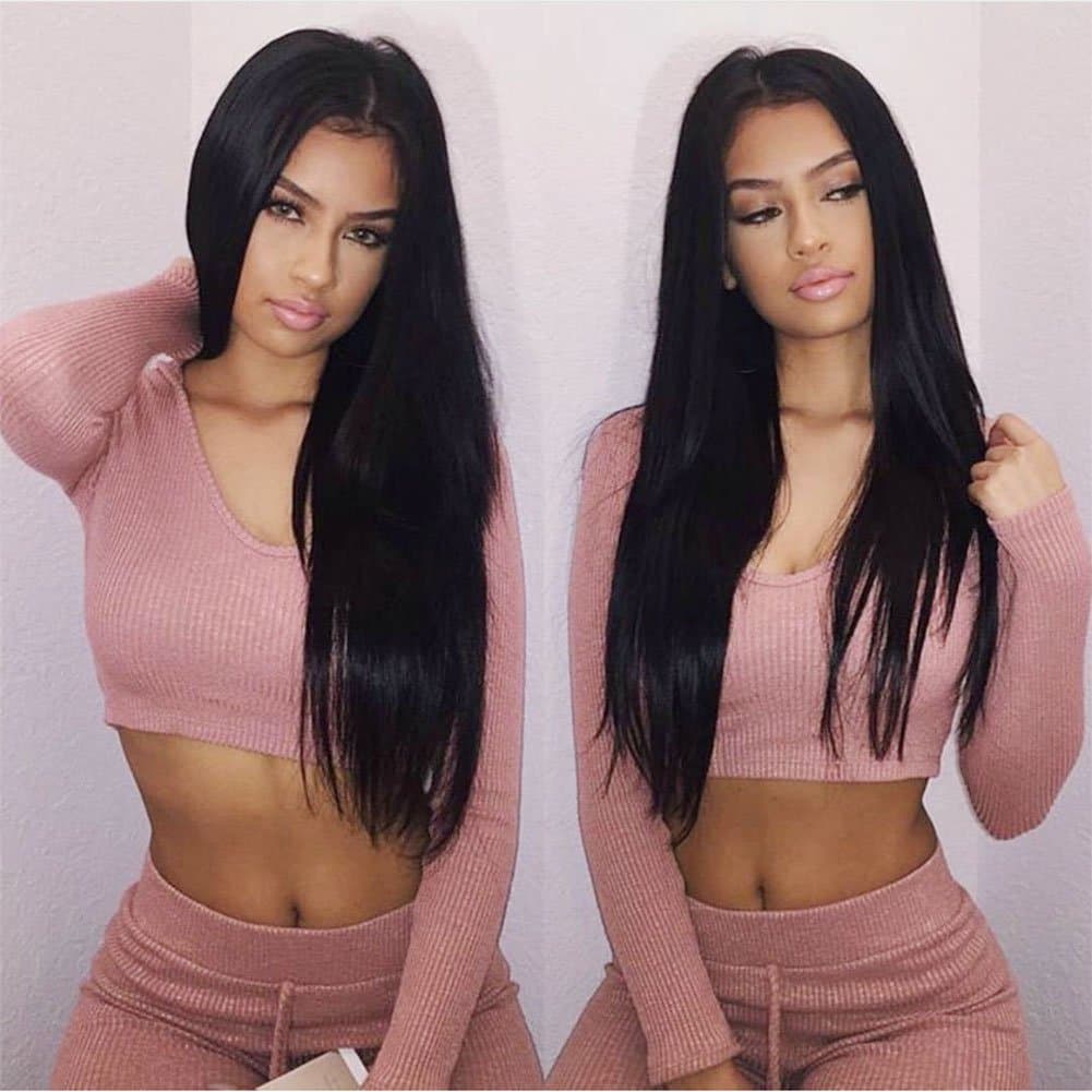 Nyuwa Hair Silky Straight Virgin Human Lace Front Wig With Bady Hair Natural Color Remy Human Hair Lace Wig For Women (22inch)