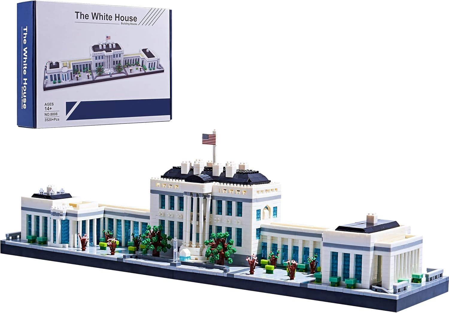 LUKHANG Gift Architecture: The White House Model Building Set New Architecture Kit and Gift for Kids and Adults,Micro Mini Block 3520pieces, for Any Hobbyists New( with Color Gift Package)