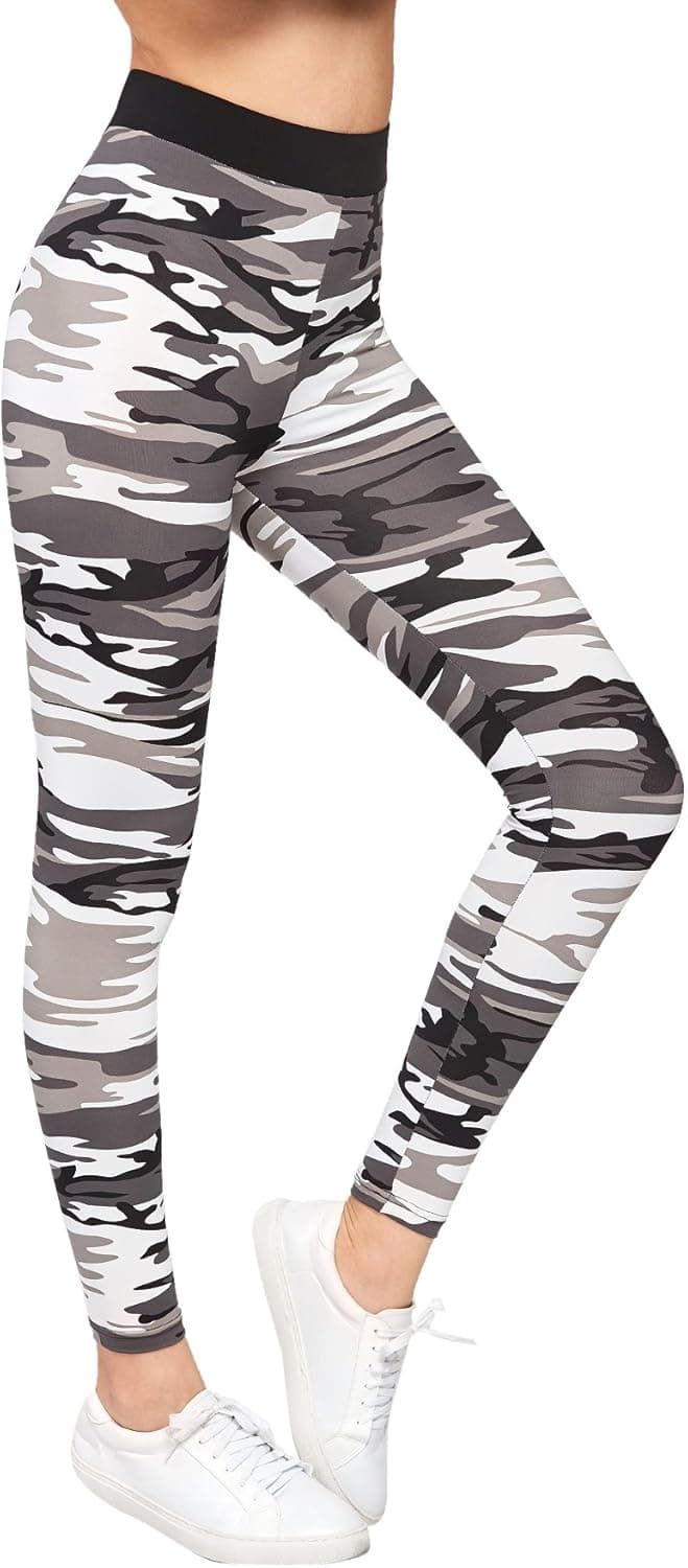 SweatyRocks Women's Stretchy Print Wokout Leggings Tights High Waist Yoga Pants Camo S