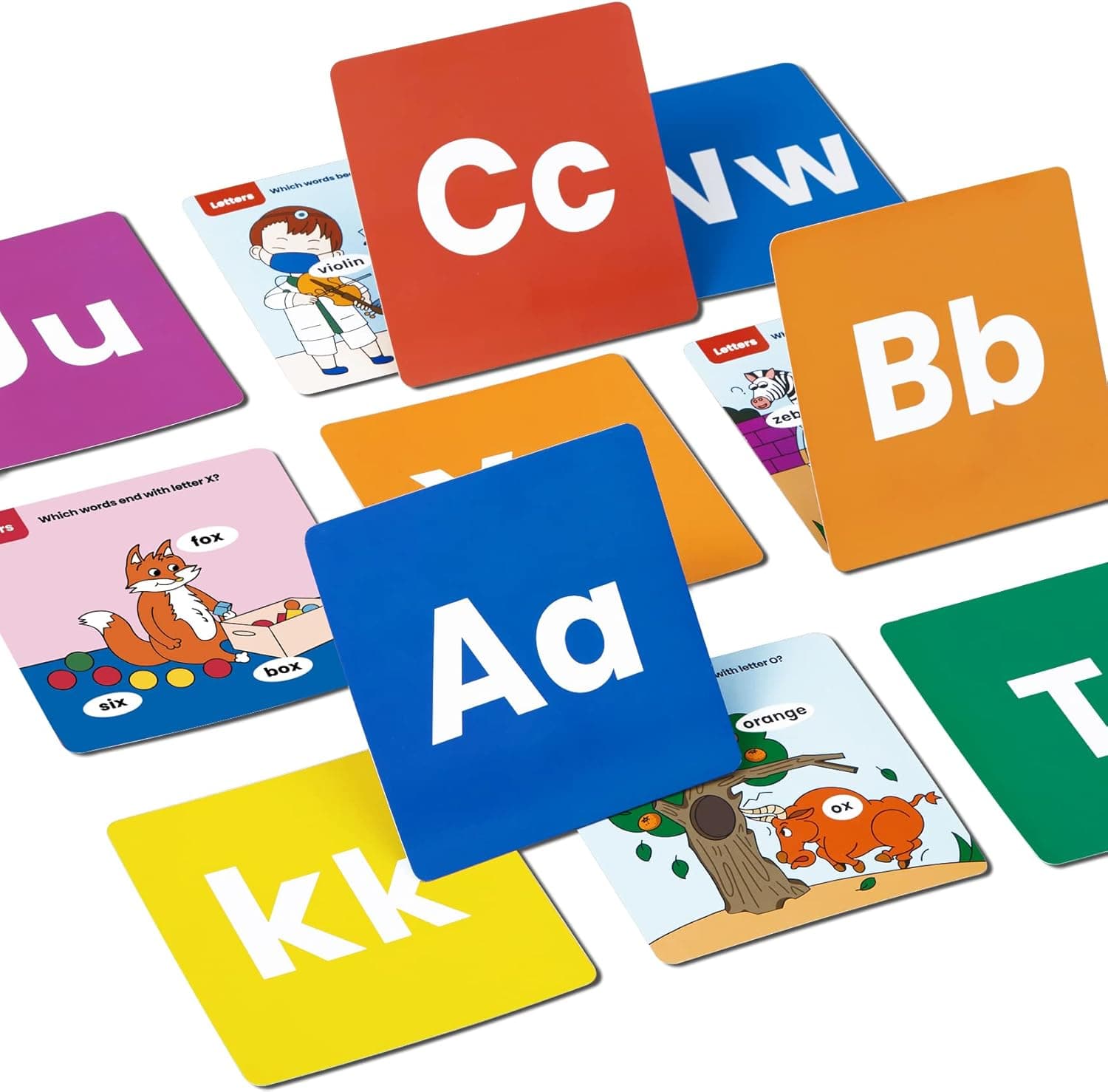 beiens Large Alphabet Flash Cards for Toddlers 1-4 Years, Baby Thinking&Cognition Flash Cards, ABC Learning, Letters Cards, Learning Toy Educational Preschool Gift, 26 Pages/52 Sides, 4.72'' x 4.72''