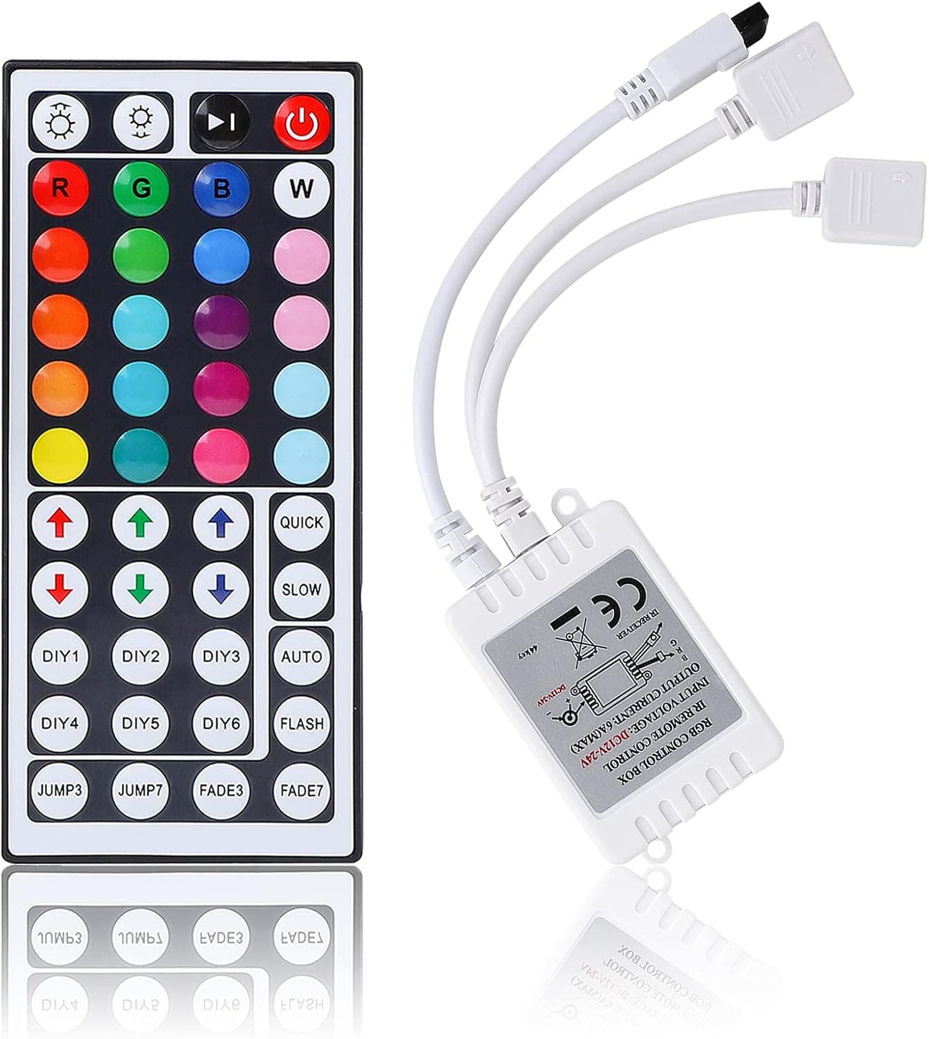 BZONE RGB LED Controller 2-Port 4Pin Dual Output with 44 Keys IR LED Light Remote Control DC12V-24V for 5050 3528 RGB LED Strip Lights