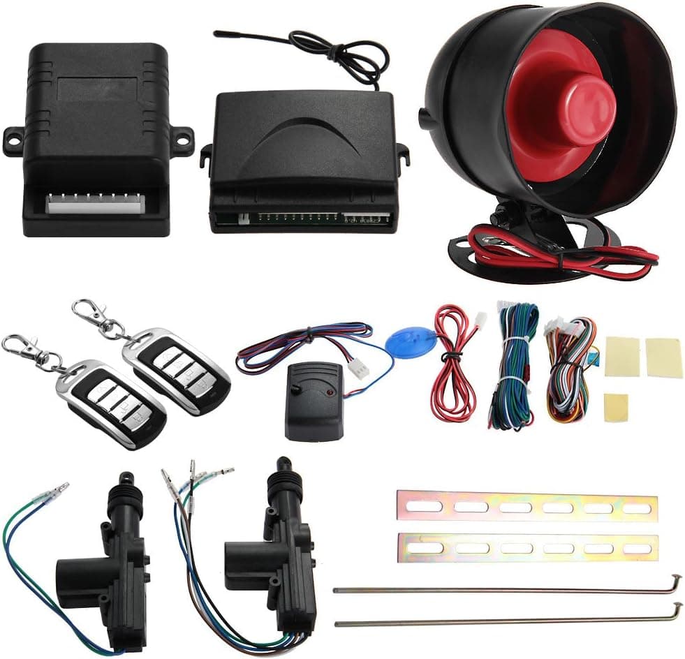 2 Door Remote Keyless Entry Central Lock Locking Kit + Car Alarm