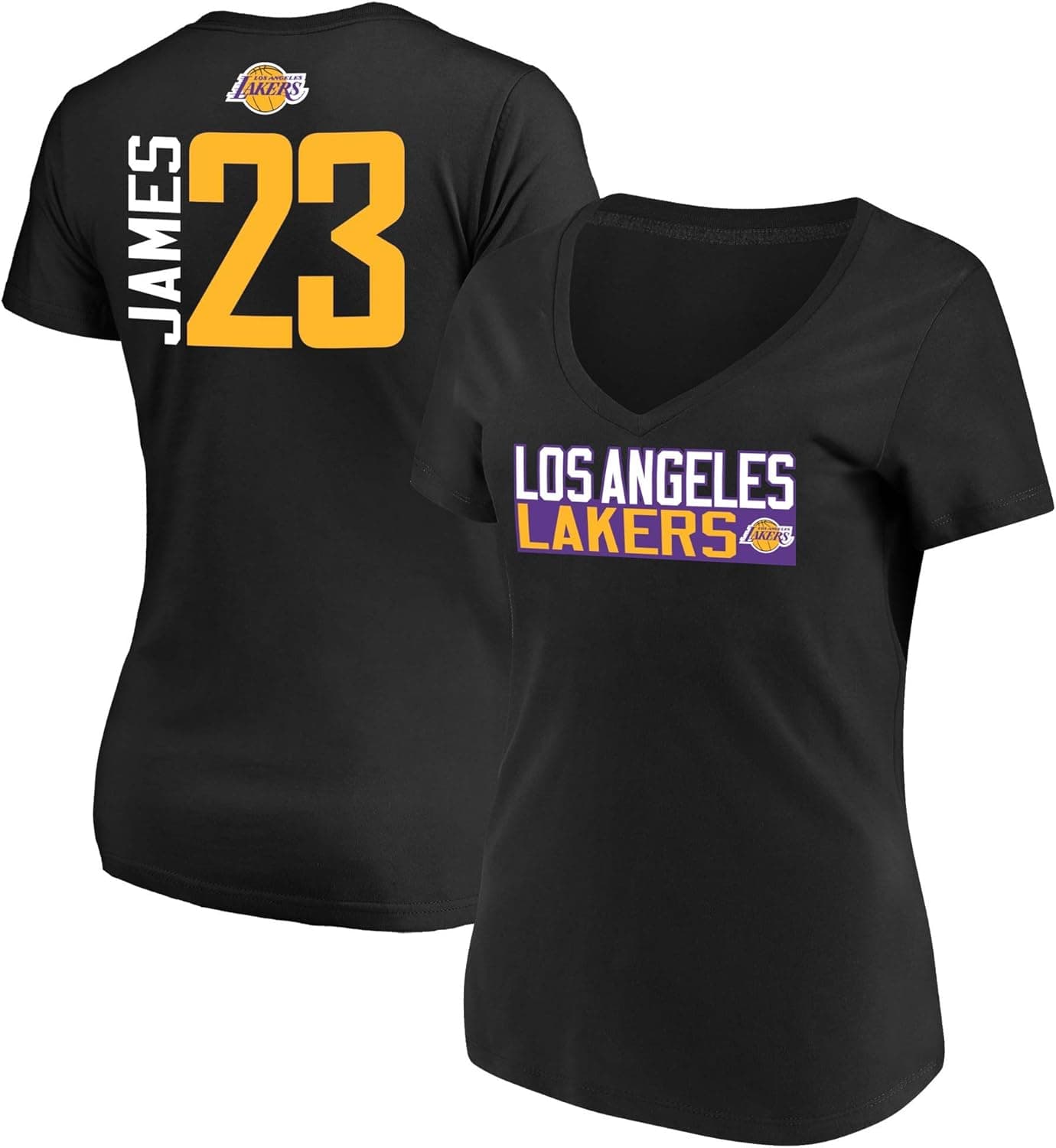 Lebron James Los Angeles Lakers #23 Women's Vertical Player T-Shirt Black