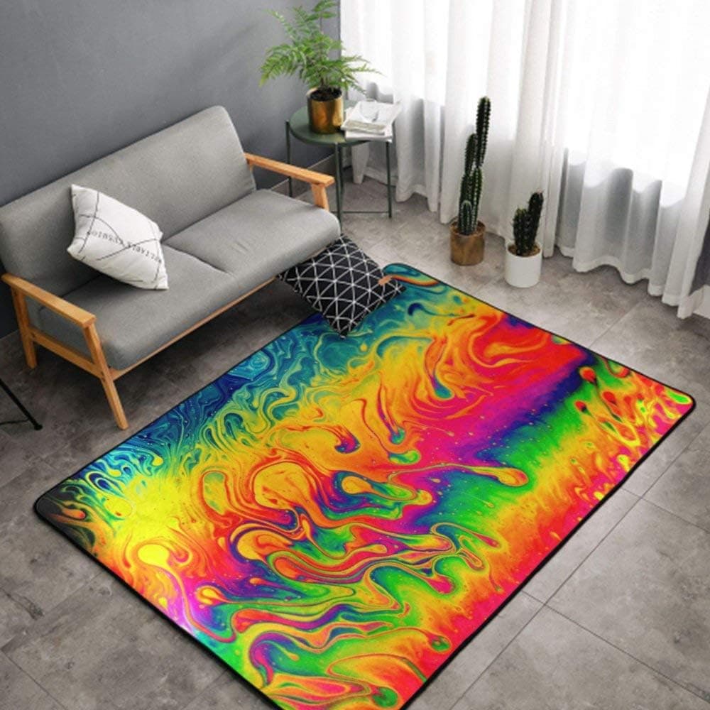 NiYoung Premium Ultra Soft Fantasy Color Neon Area Rug, Non-Slip Floor Mats Throw Rugs Carpets, Indoor Outdoor Area Rugs for Living Room/Dormitory/Playroom/Bedroom/Nursery (60"x39")