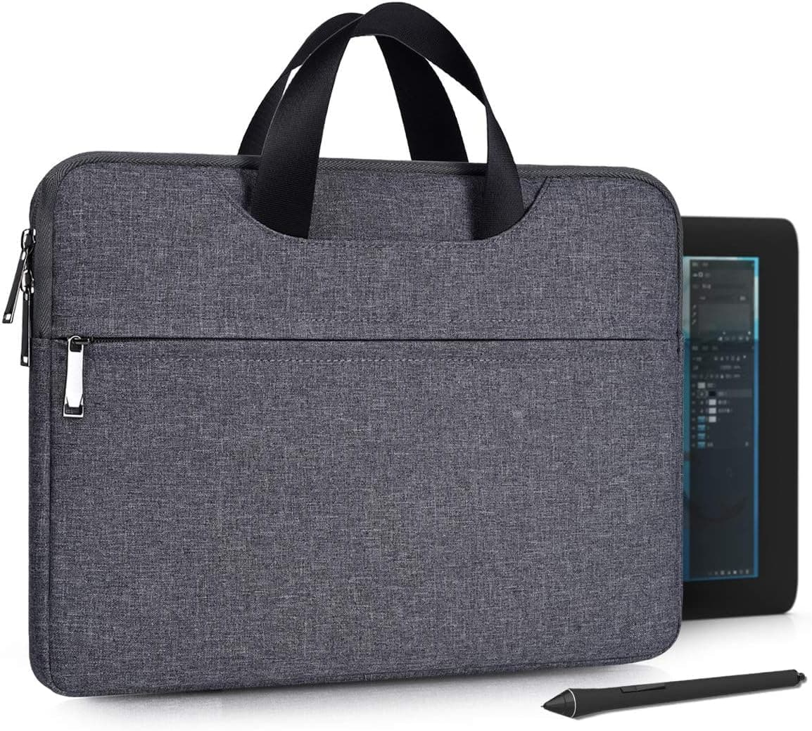 Graphics Drawing Tablet Sleeve Case for Huion KAMVAS Pro 13 GT-133/ Inspiroy H1161/ Inspiroy Q11K, XP-Pen Artist12, UGEE M708, Cmpatible with Wacom Cintiq 13HD Bag with Handle (Space Grey)